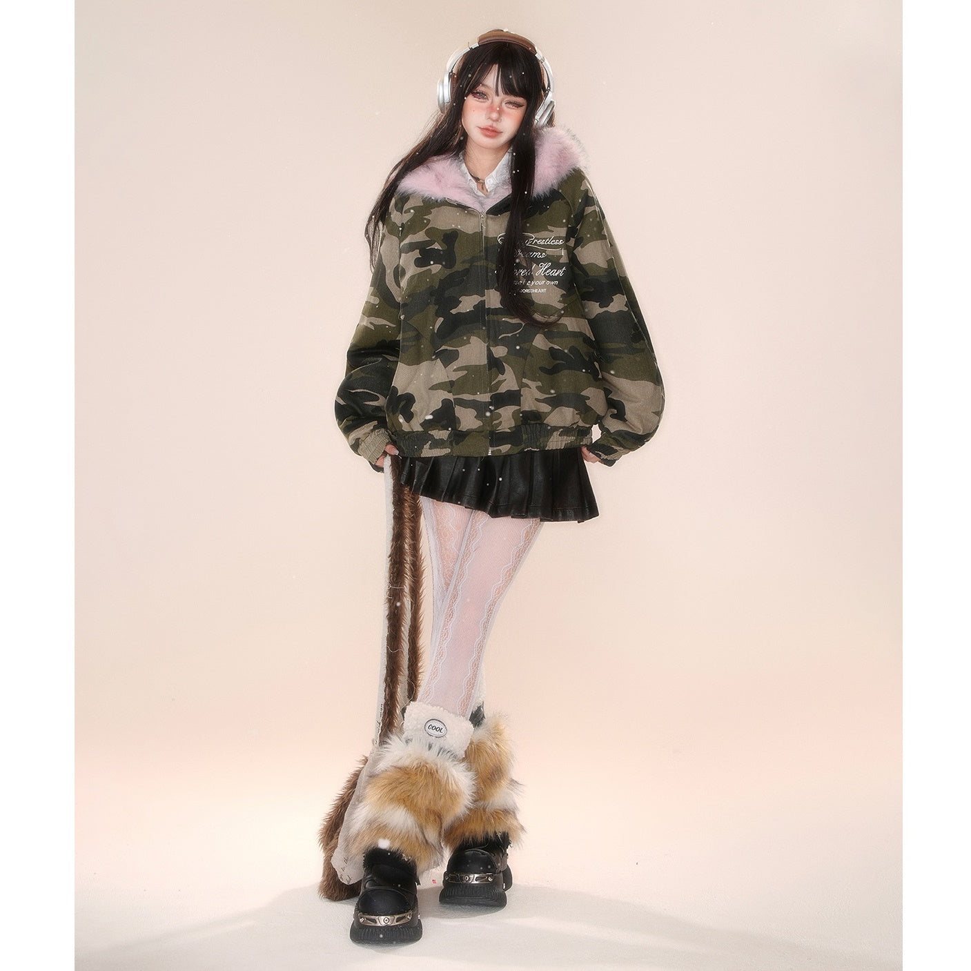 Reversible Hooded Fur Jacket KK2018