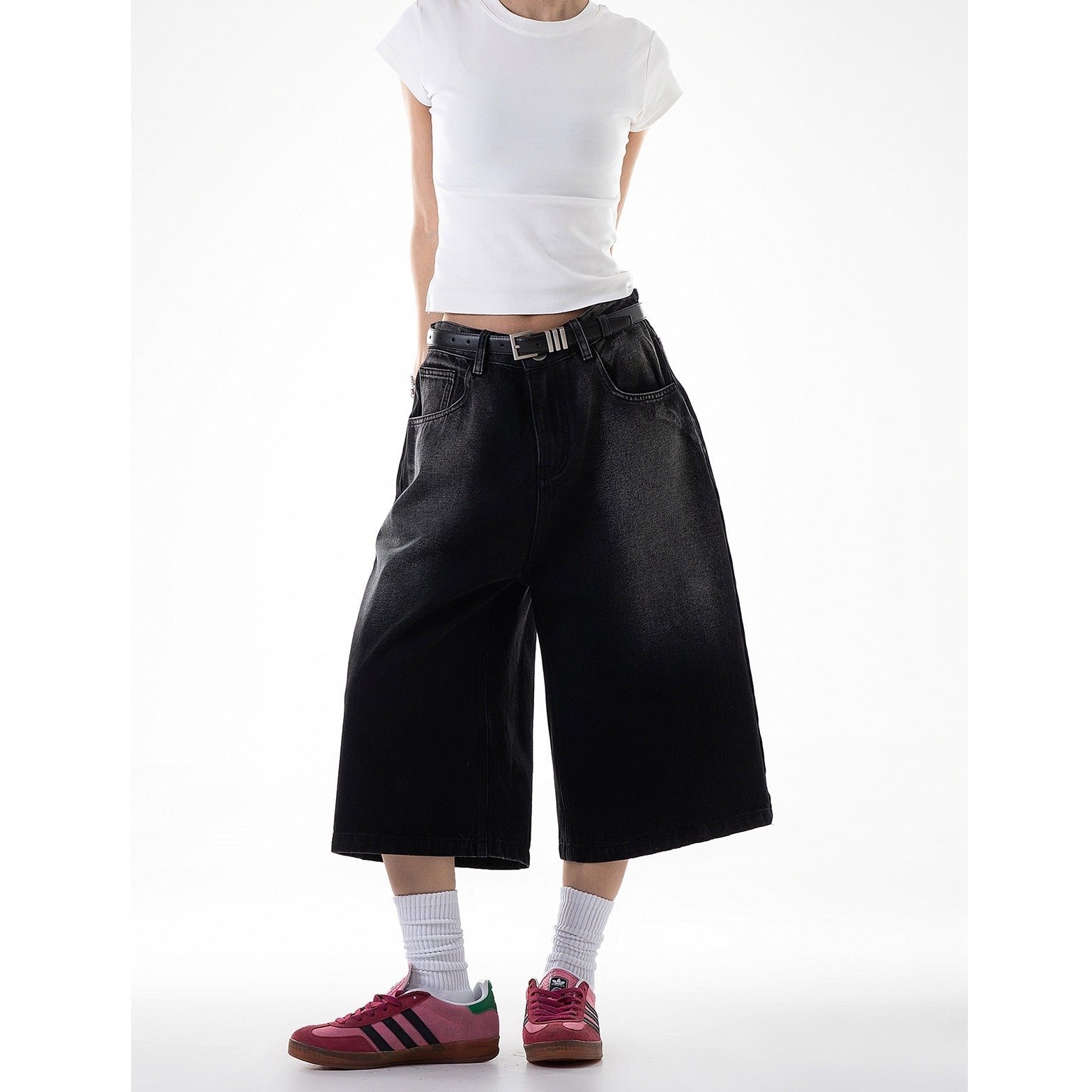 Retro Wash Denim Half Pants IC9030