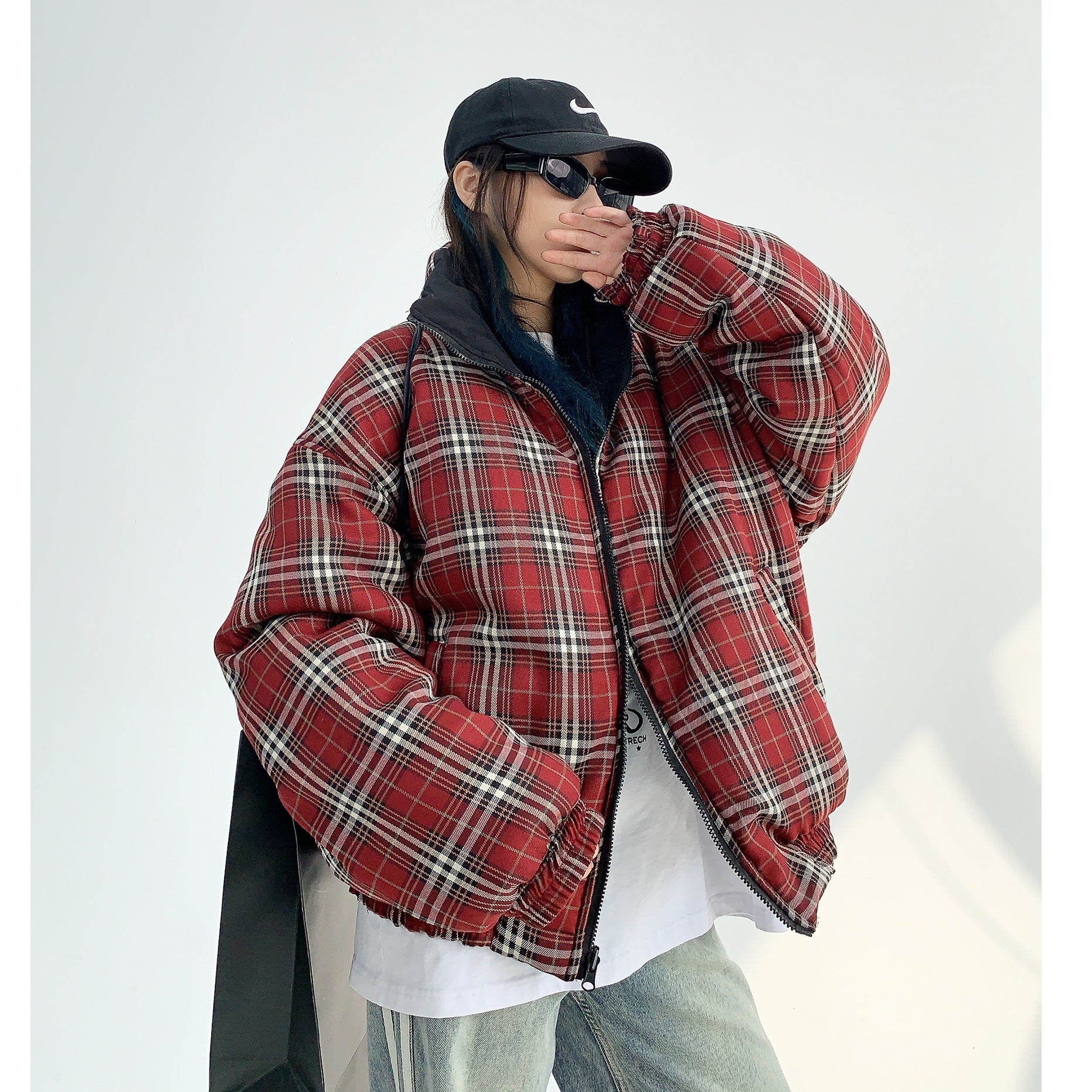 Reversible Plaid Padded Jacket MW9391