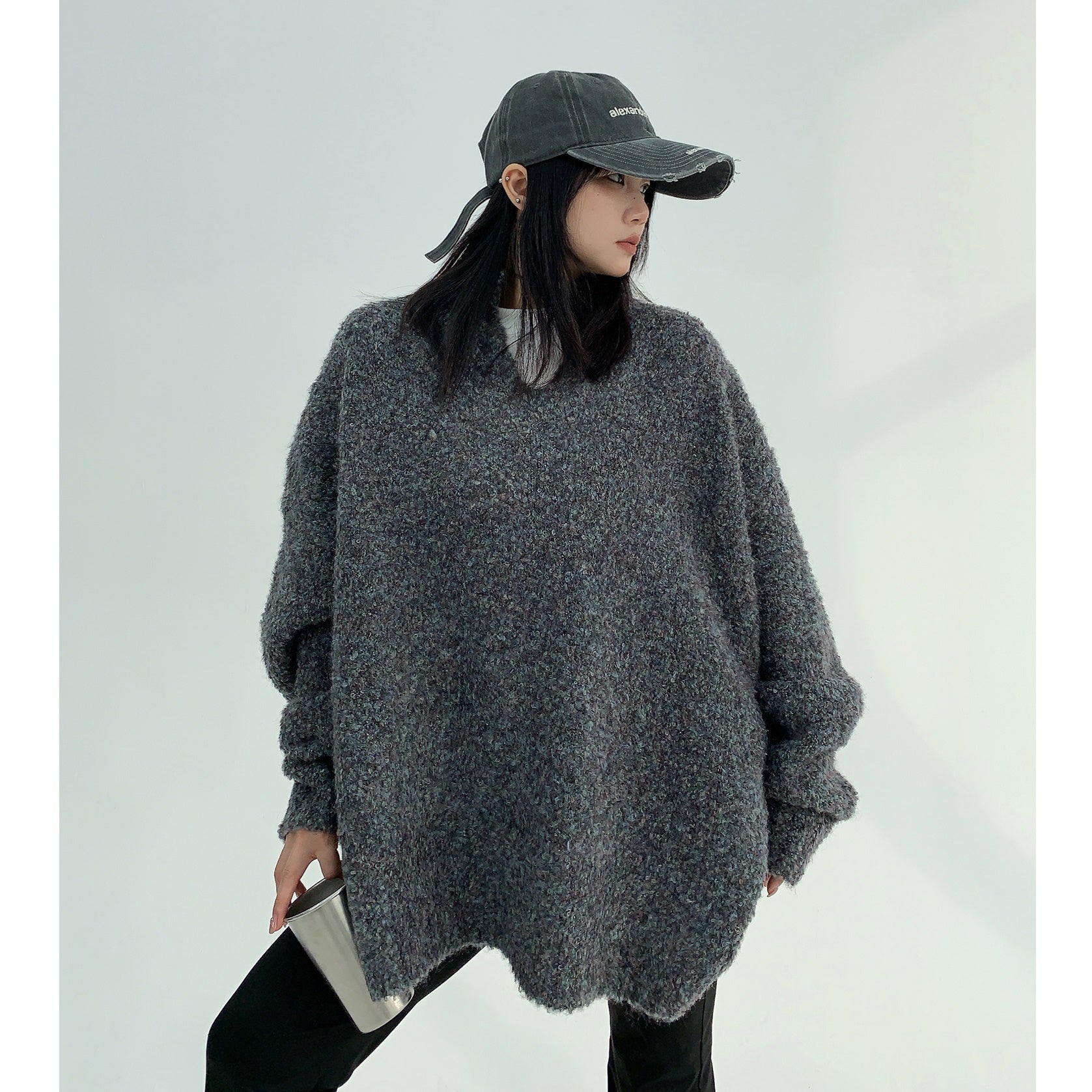 Yarn Key-neck Loose Sweater MW9792