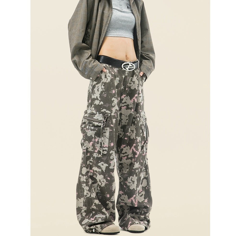 Camouflage Straight Loose Cargo Pants BT7037