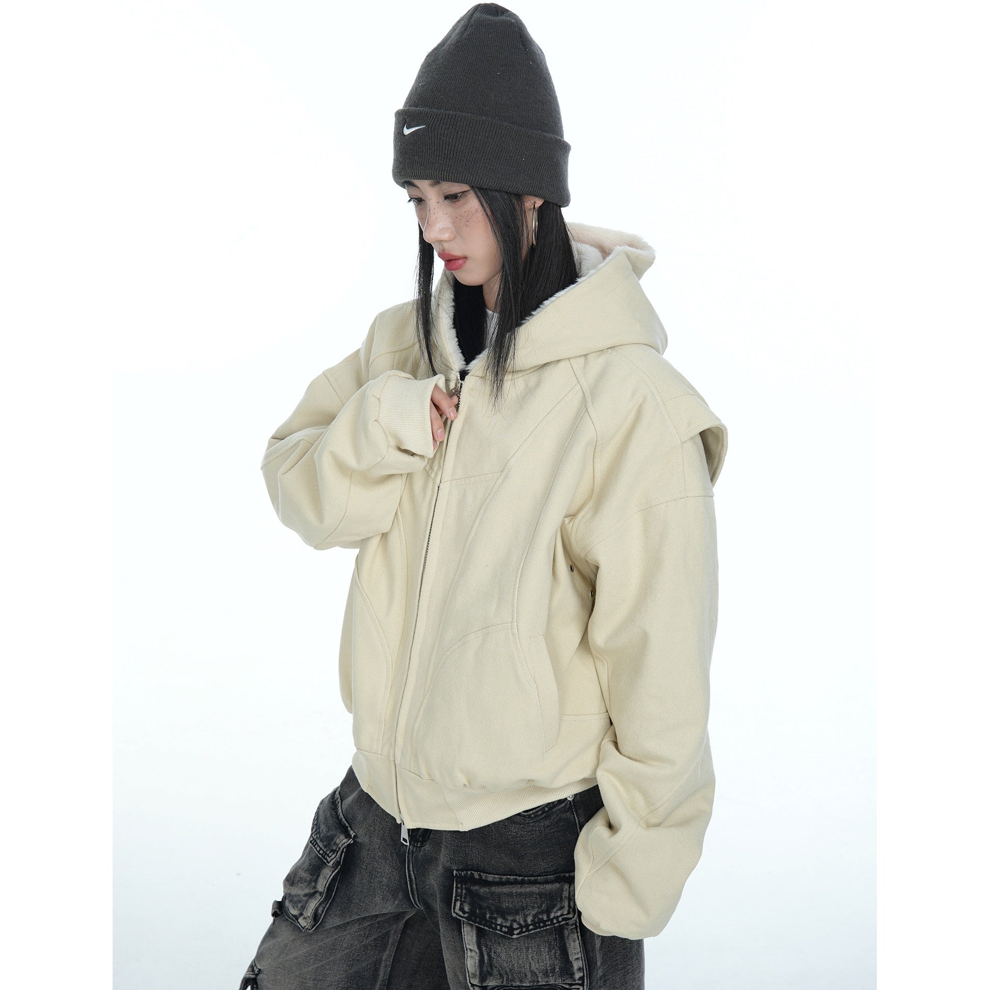 Flange Shoulder Plush Liner Hooded Parka MW9678