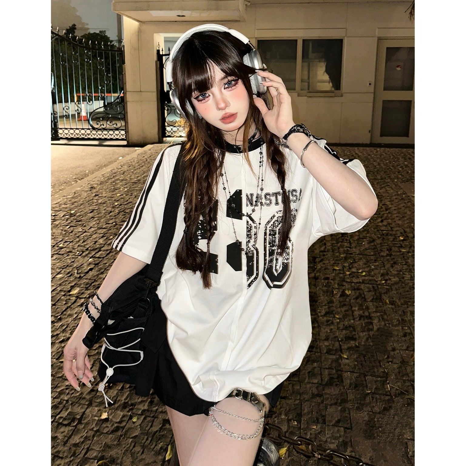 Line Sleeve Switching  Sports T-shirt KK2057