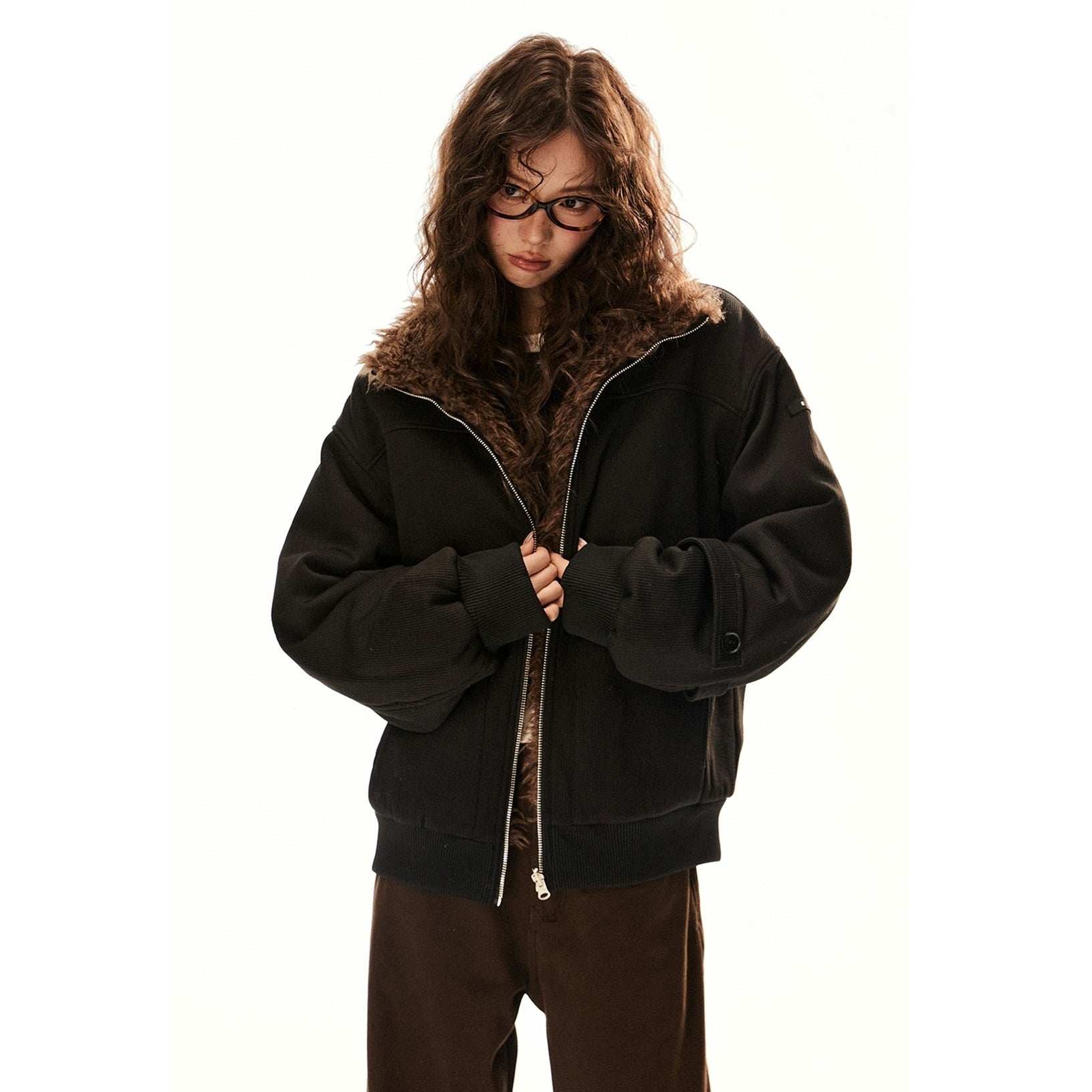 Eco Fur Switching Reversible Zipper Jacket EZ209