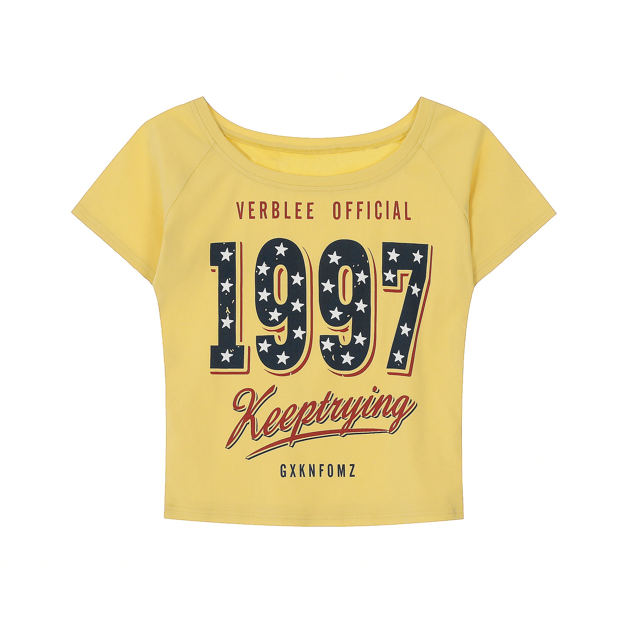 American Star Print Slanted Shoulder T-shirt MW10096