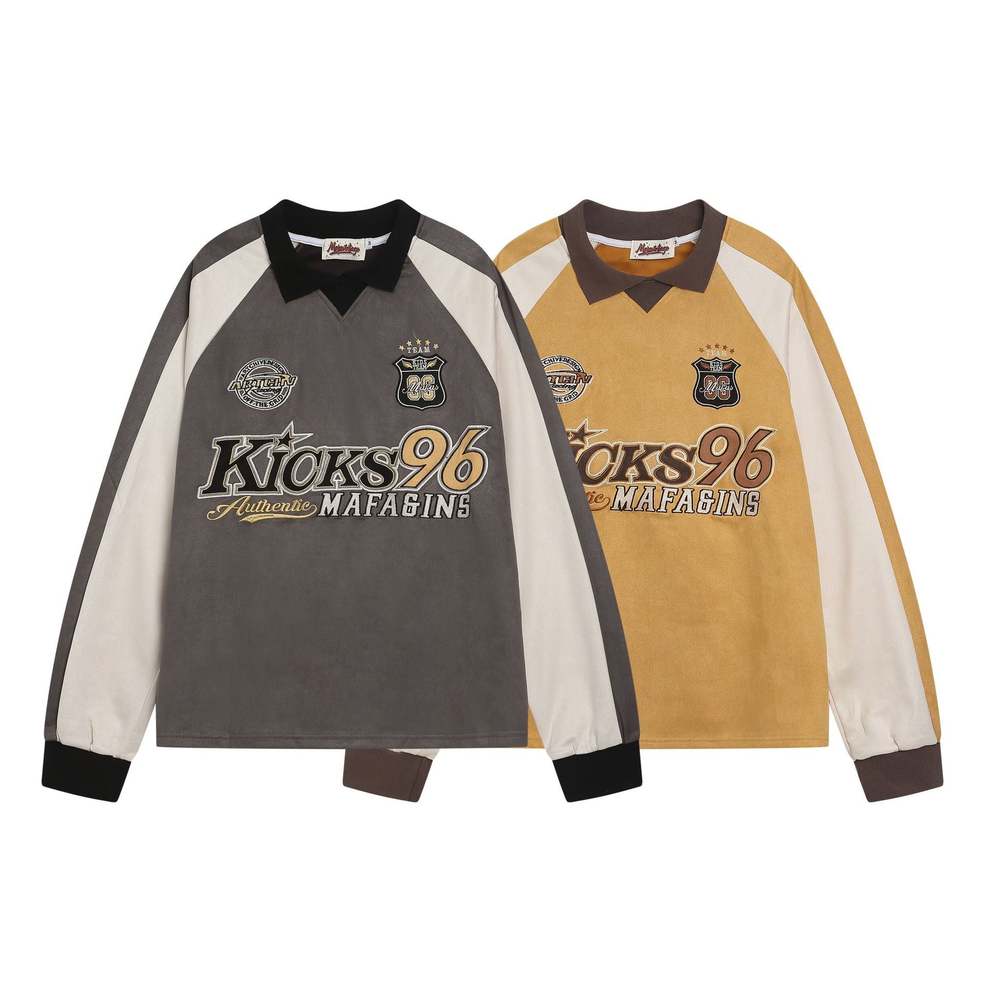 Color-Blocking Embroidered Lapel Sweatshirts MW10365