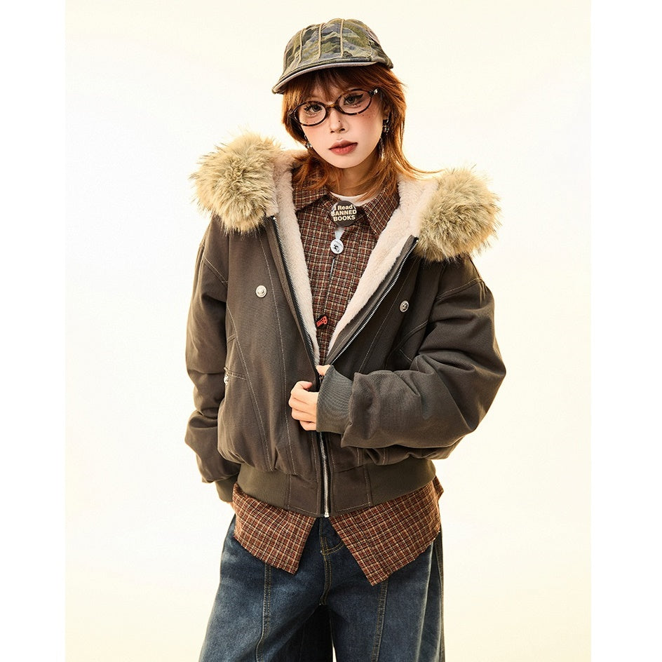 Fur Collar Work Style Hooded Blouson MW9807