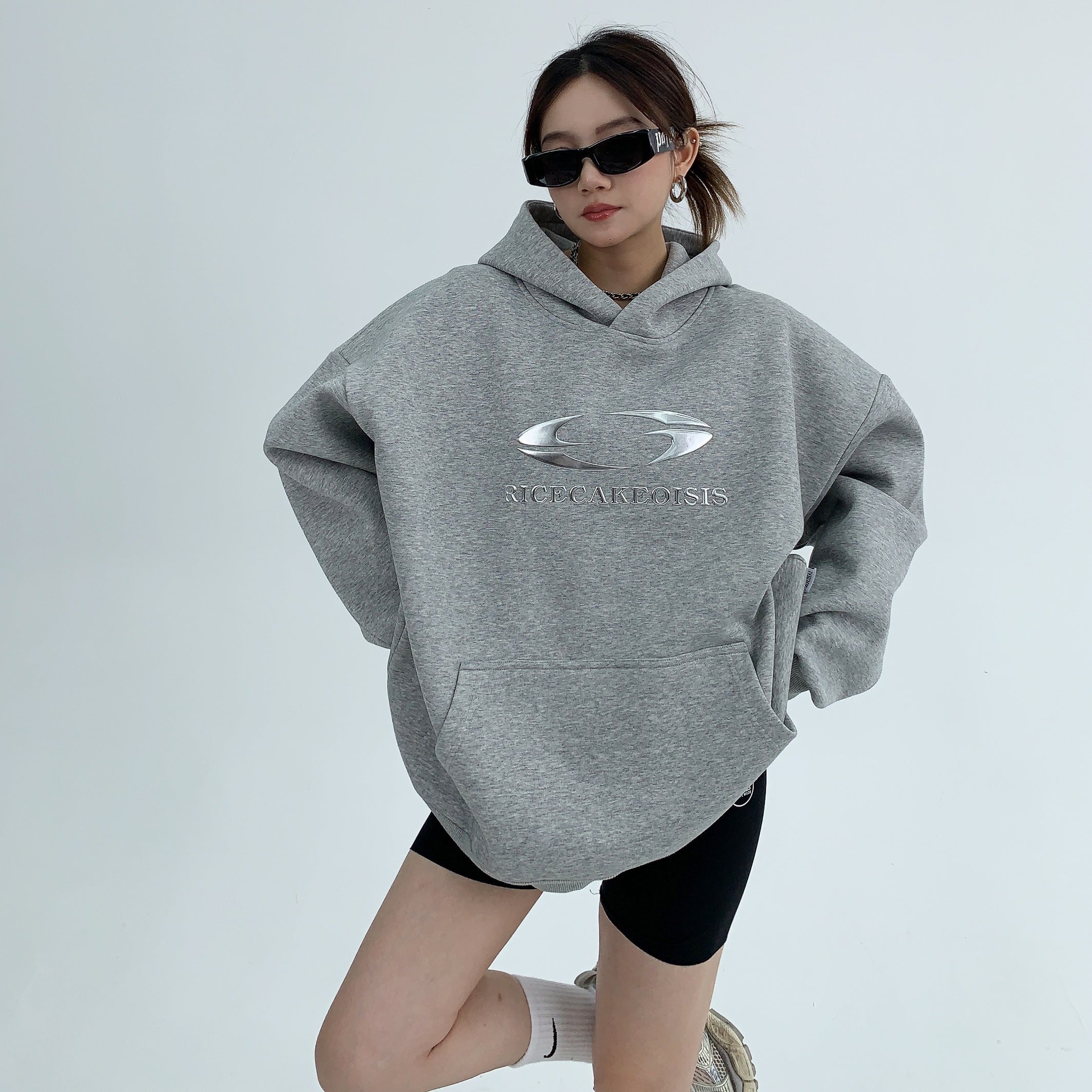 Oversize Metallic Logo Hoodie MW9516