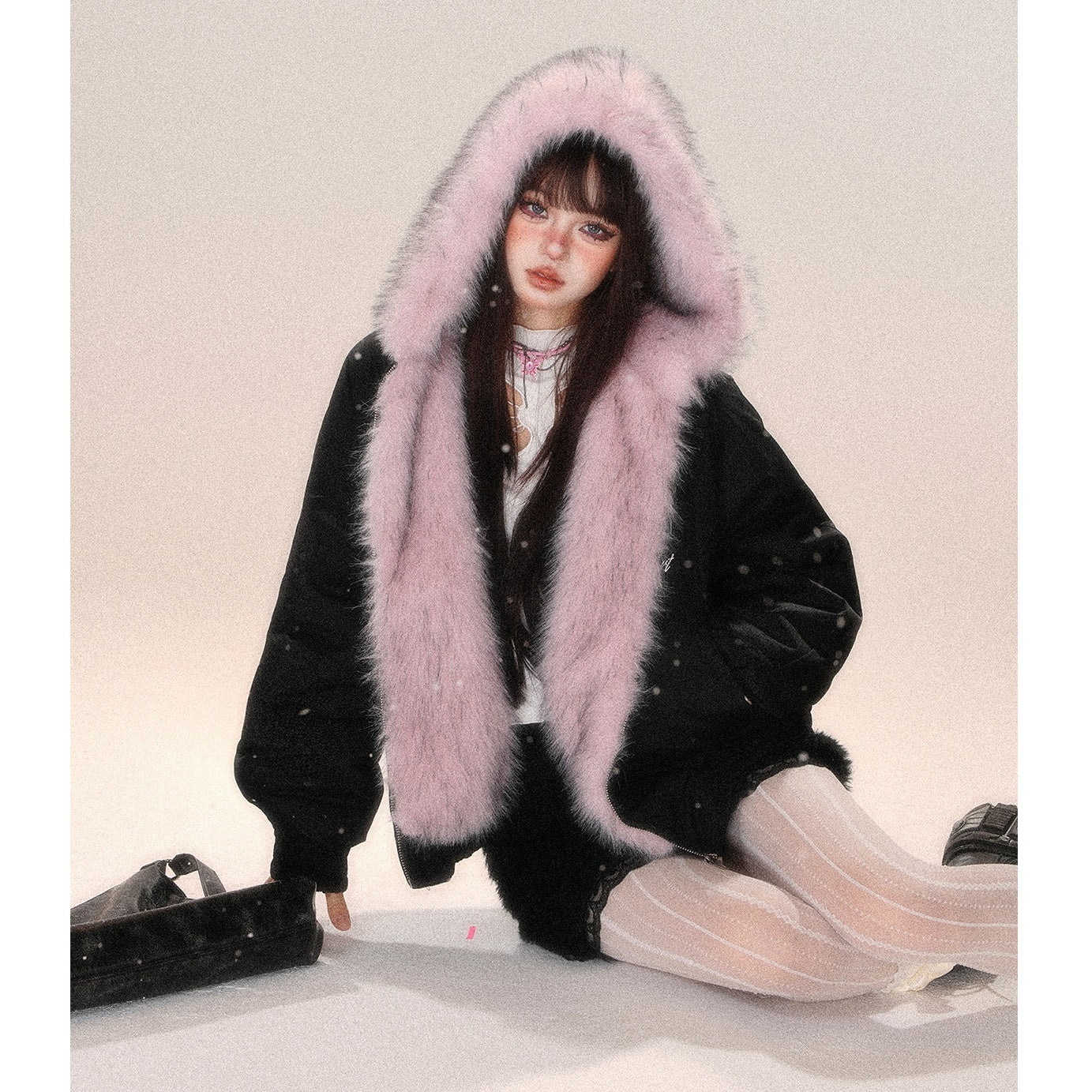 Reversible Hooded Fur Jacket KK2018