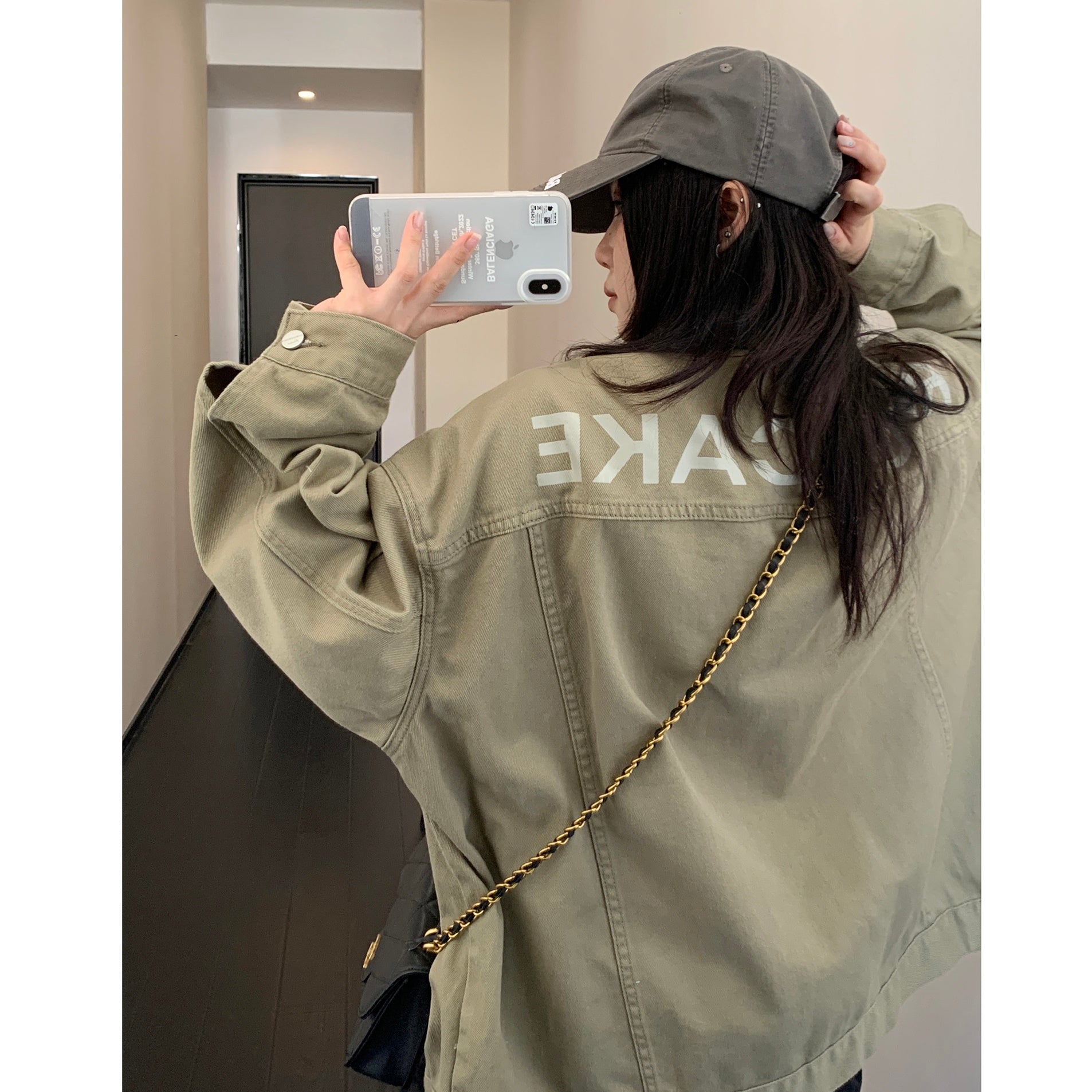 Back Logo Embroidered OverSize Denim Jacket MW9299