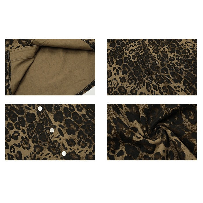 Vintage Leopard Print Short Sleeve Shirt MW9268