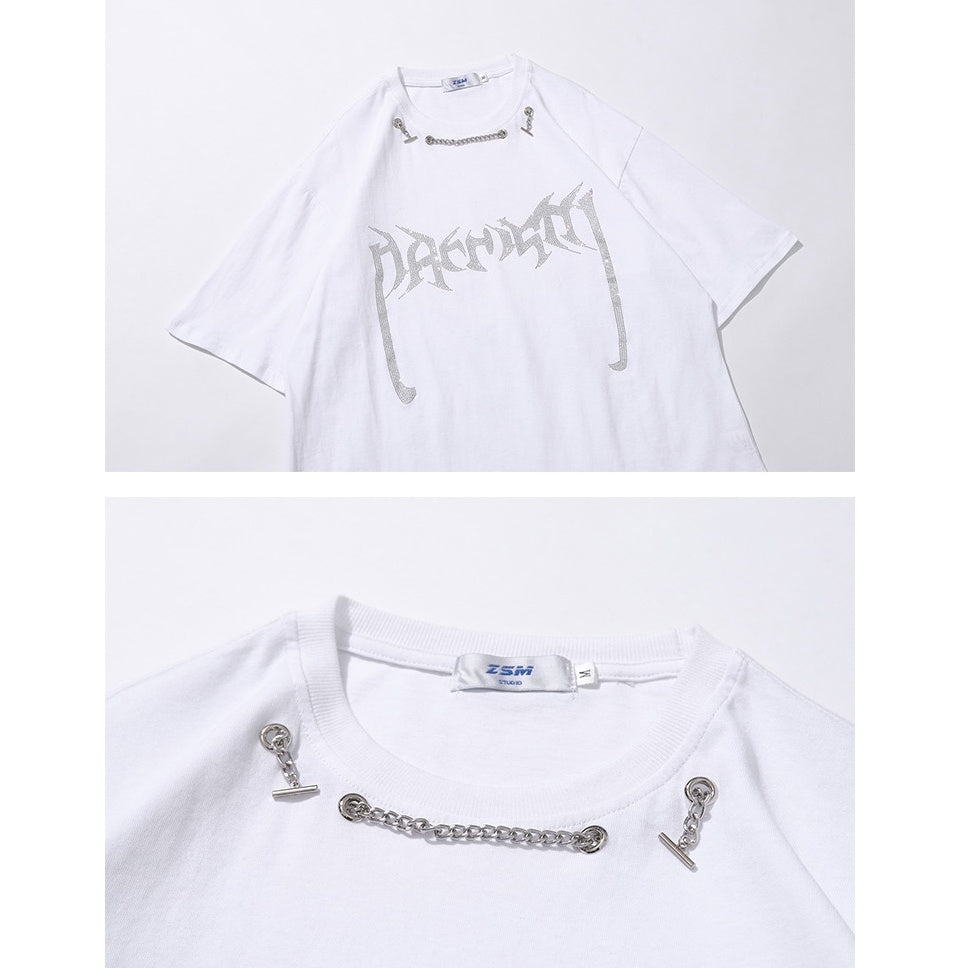 Rhinestone Chain Embellished T-shirt MW10108