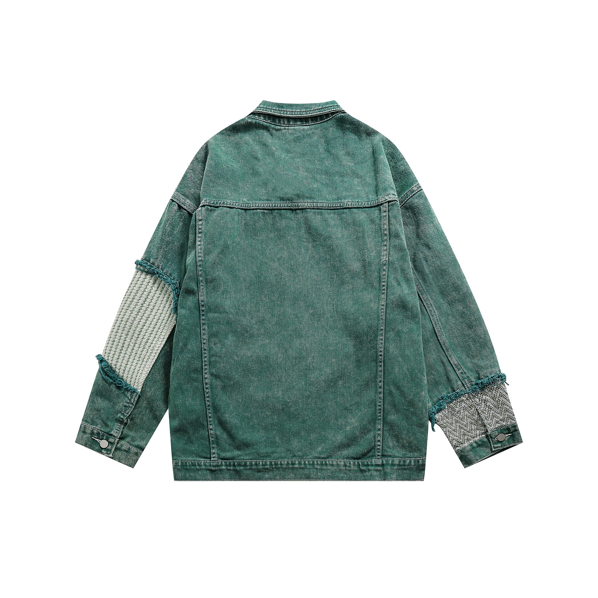 loose tressed ripped patchwork denim jacket MW9021