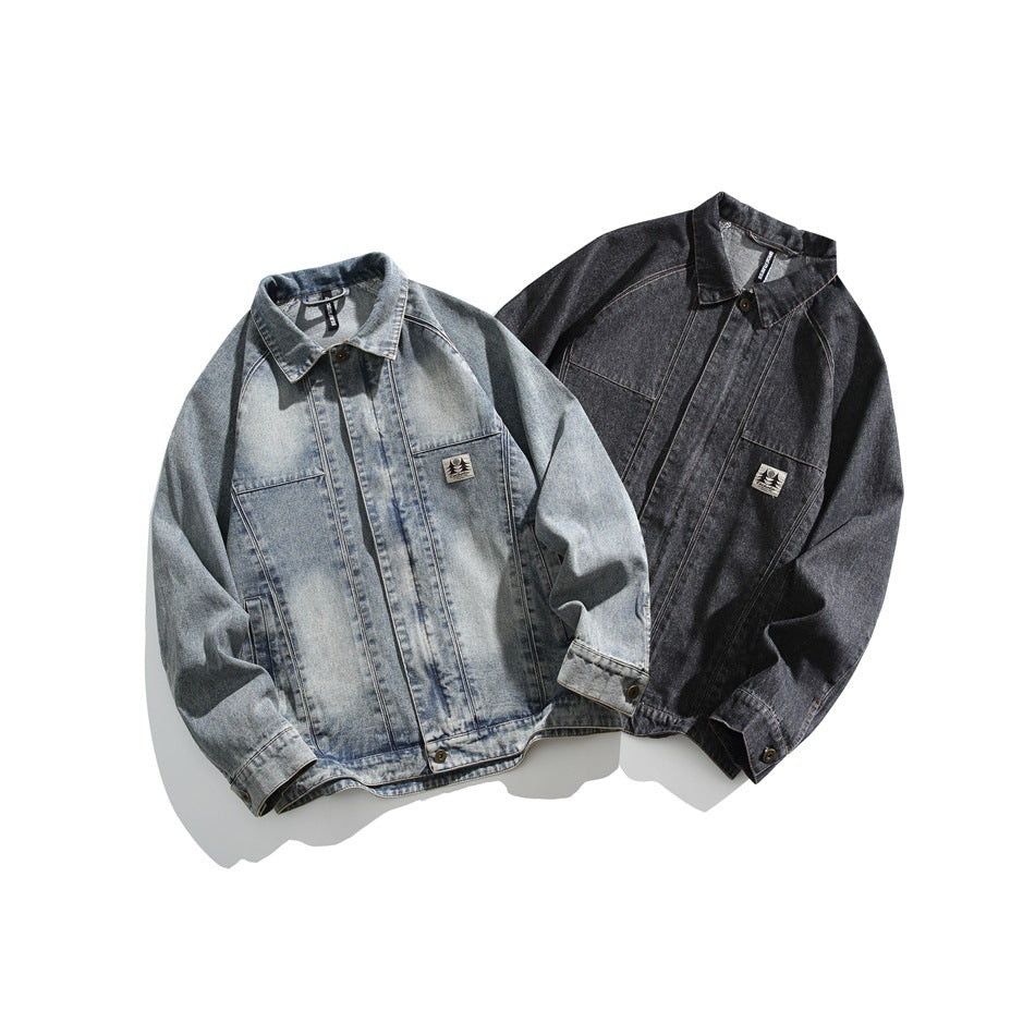 Vintage Washed Double-breasted Zip Denim Jacket MW9580