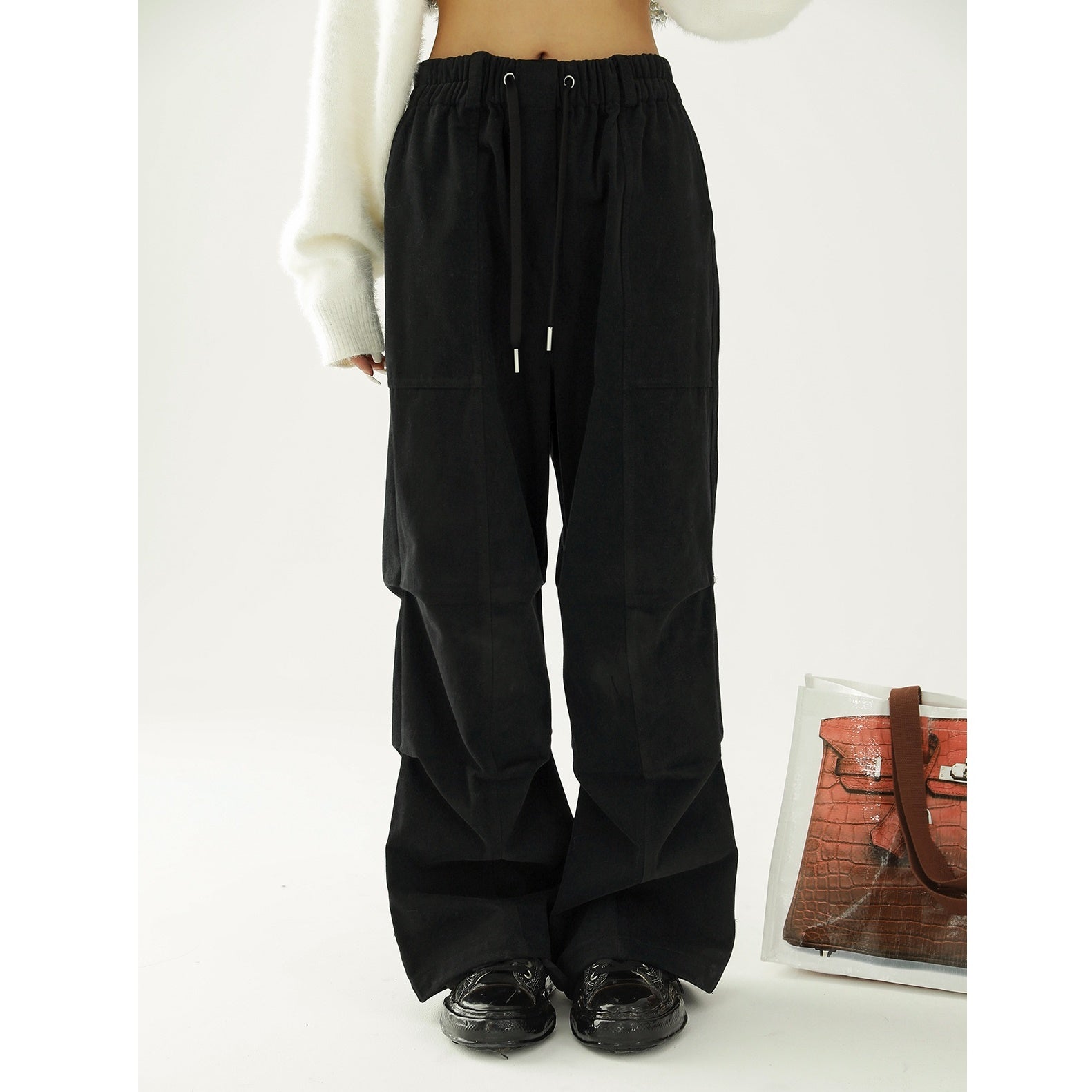 Drawstring Wide Leg Pleated Casual Pants AC7071