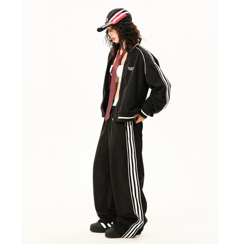 Track Jacket & Side Striped Loose Casual Pants MW9432