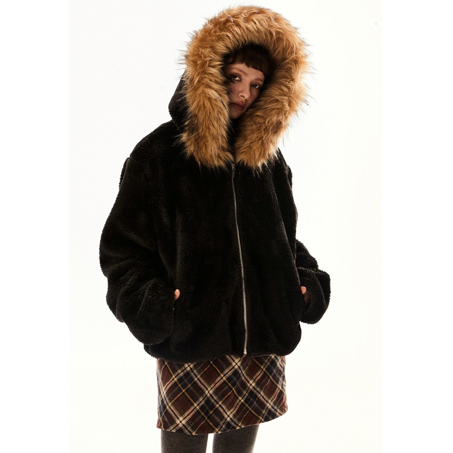 Volume Fur Collar Hooded Jacket EZ217