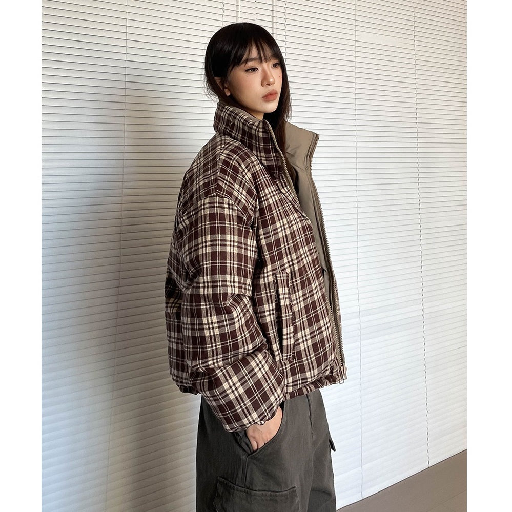 Retro Reversible Plaid Padded Jacket MW9746