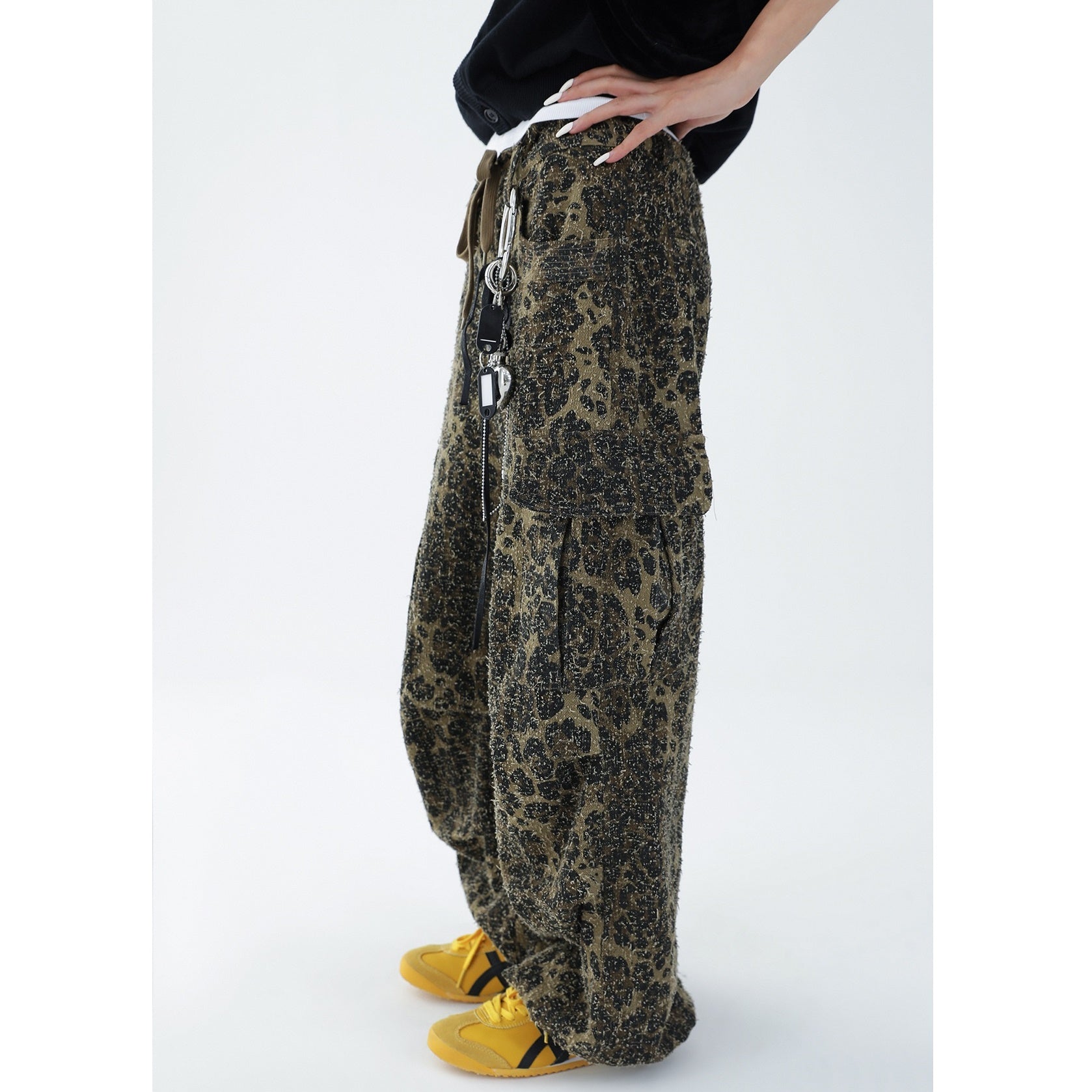 Crochet Leopard Print Drawstring Loose Pants AC7074