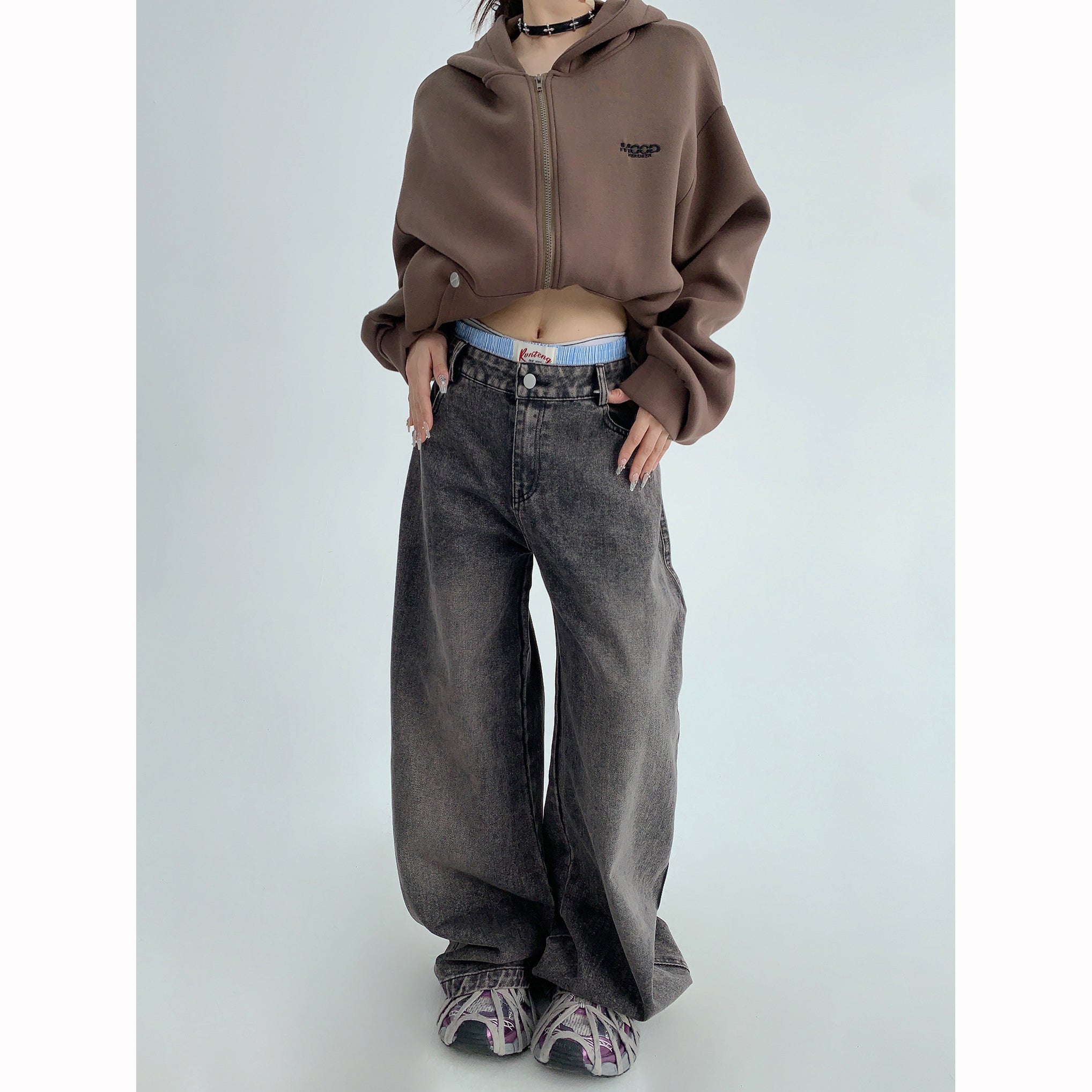 Double Waist Loose Straight Jeans MW9501