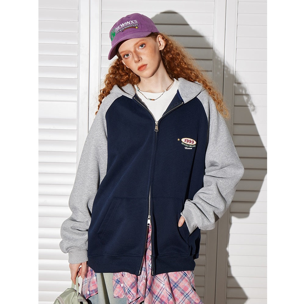 Contrasting Color Hooded Jacket BT7035