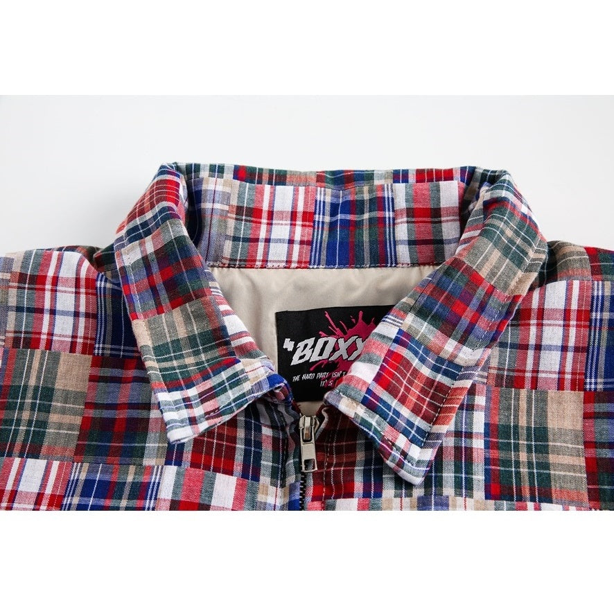 Madras Patchwork Plaid ZIP-Up Jacket BX007