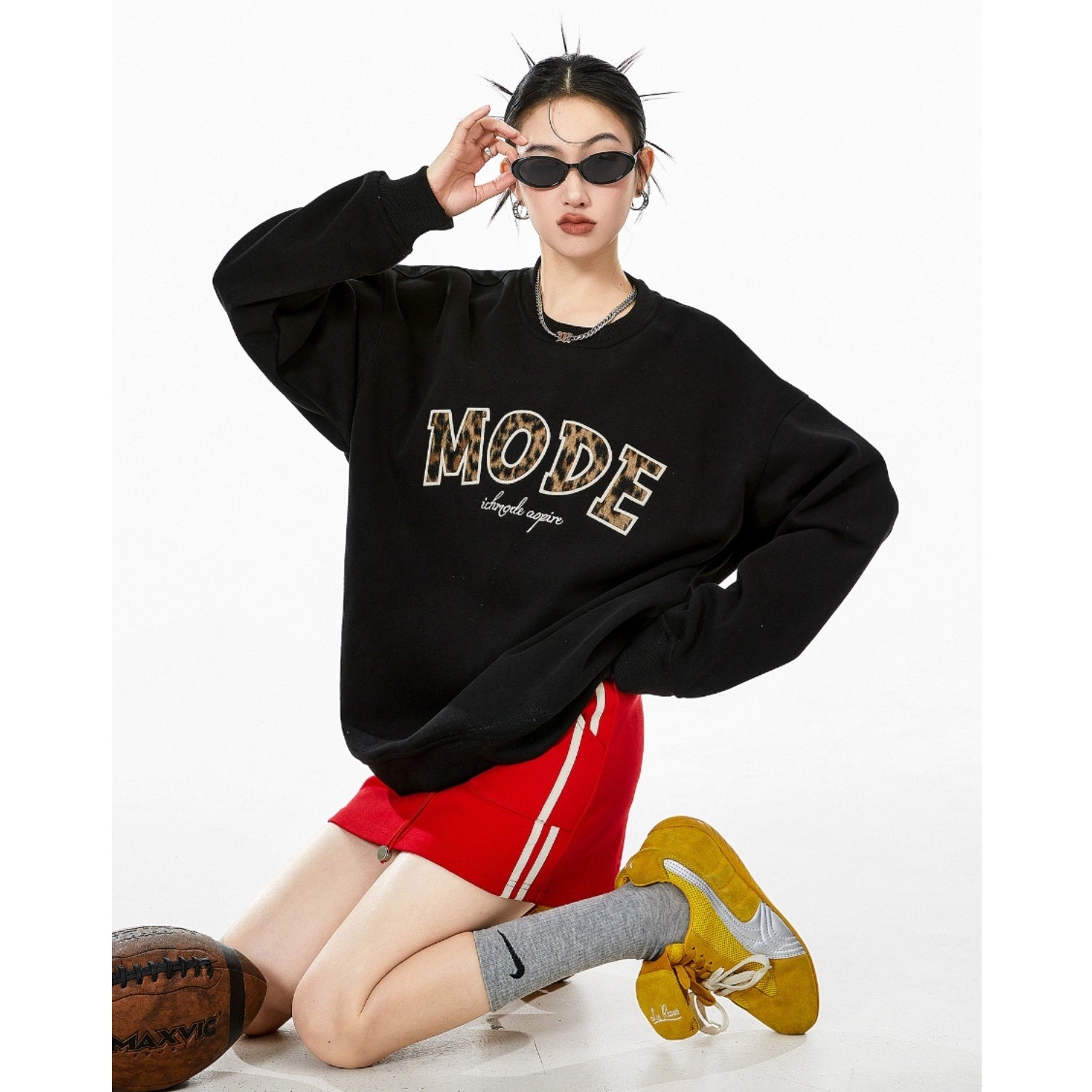 Leopard Letter Loose Sweat IC9005