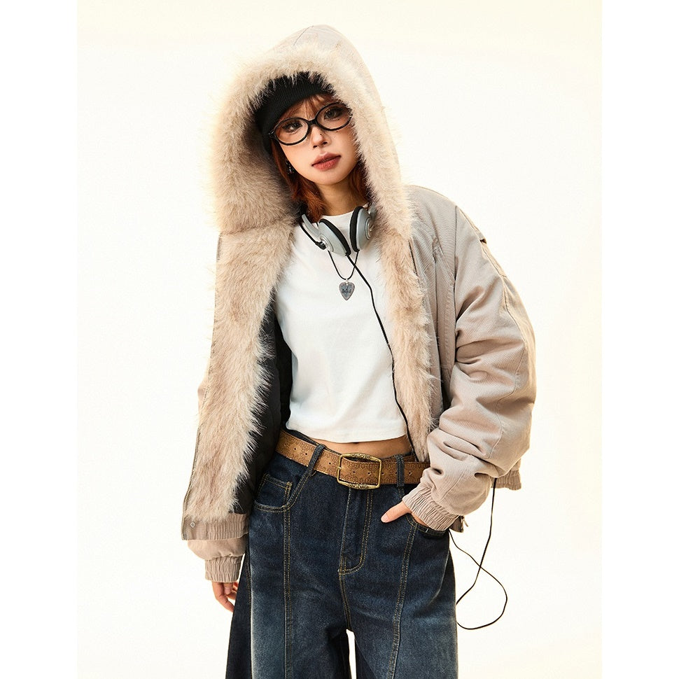 Fur Collar Warm Hooded Quilting Jacket MW9698