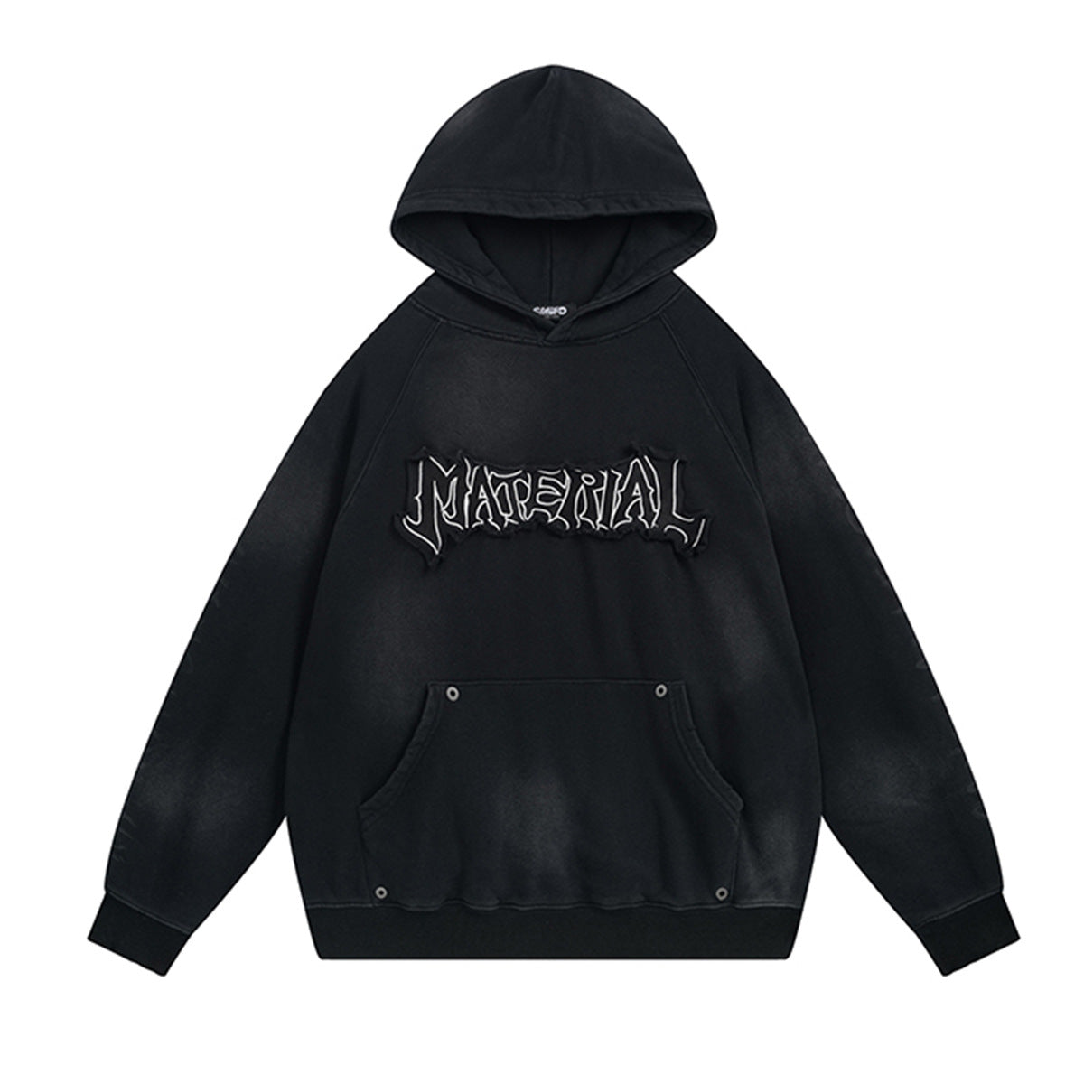 Stitch Letter Distressed Embroidery Oversize Hoodie HG7195