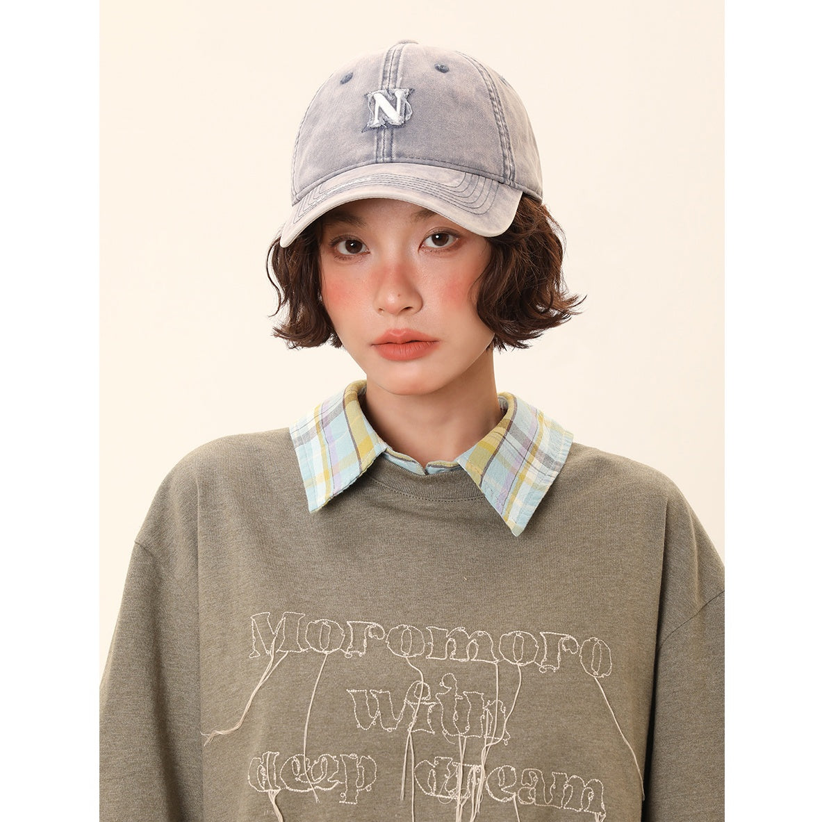 Letter Embroidery Washed Cap MW10119