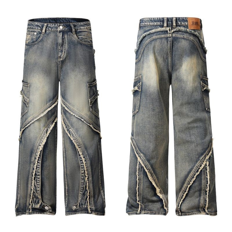 Deconstruction Split Heavy Wash Cargo Jeans MW10061