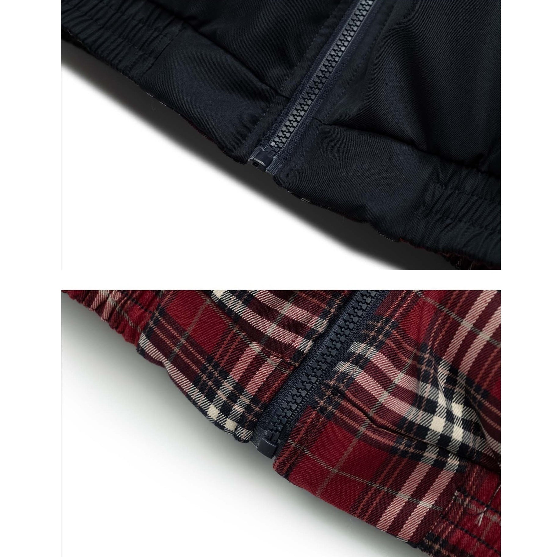 Plaid Lapel Reversible Zip-Up Padded Jacket MW9622