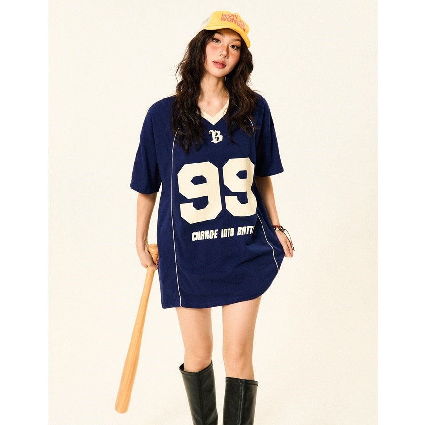 V-Neck Soccer Uniform Style Casual T-Shirt YS7002