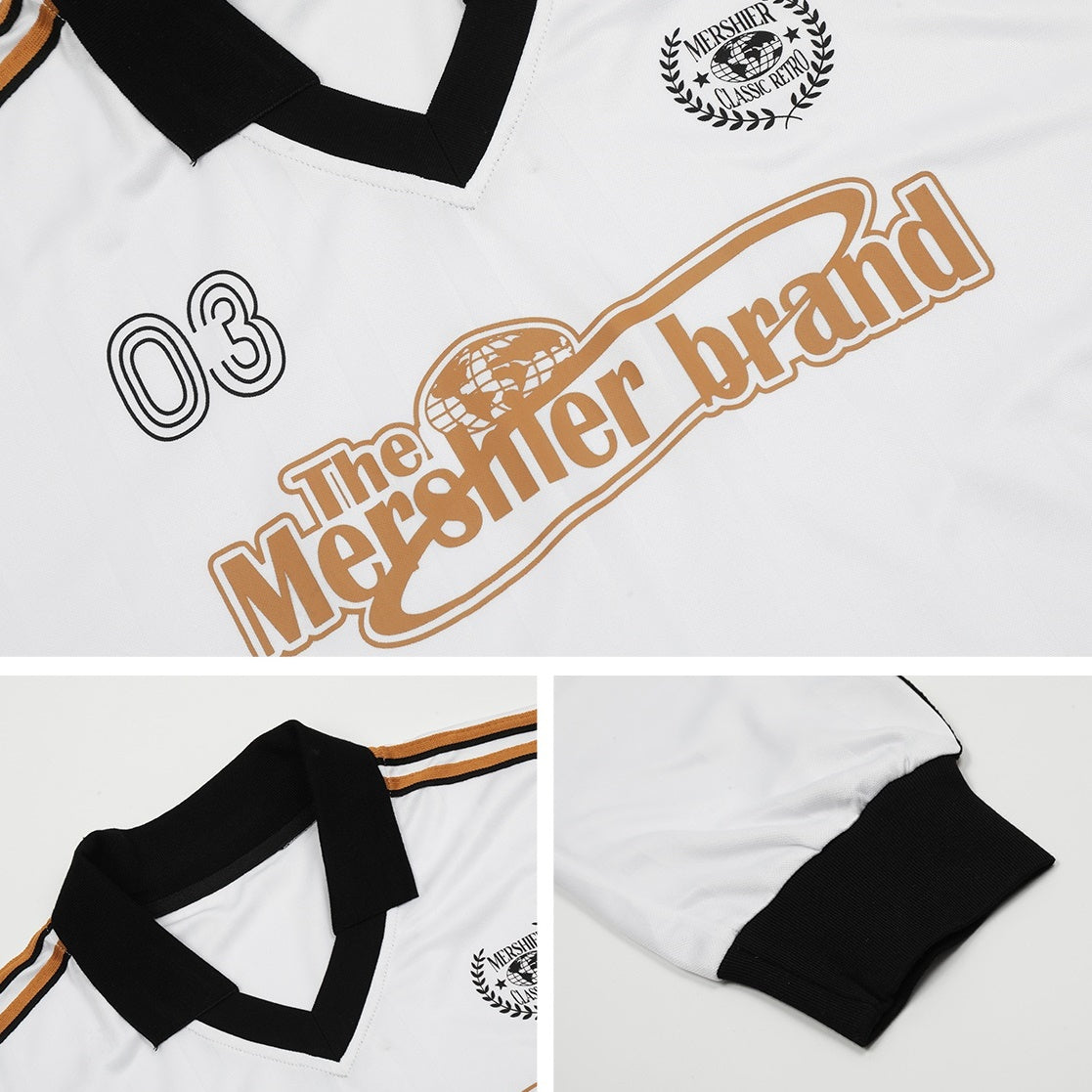 Three-bar Sports Style Skipper Long Sleeve T-shirt MW9390