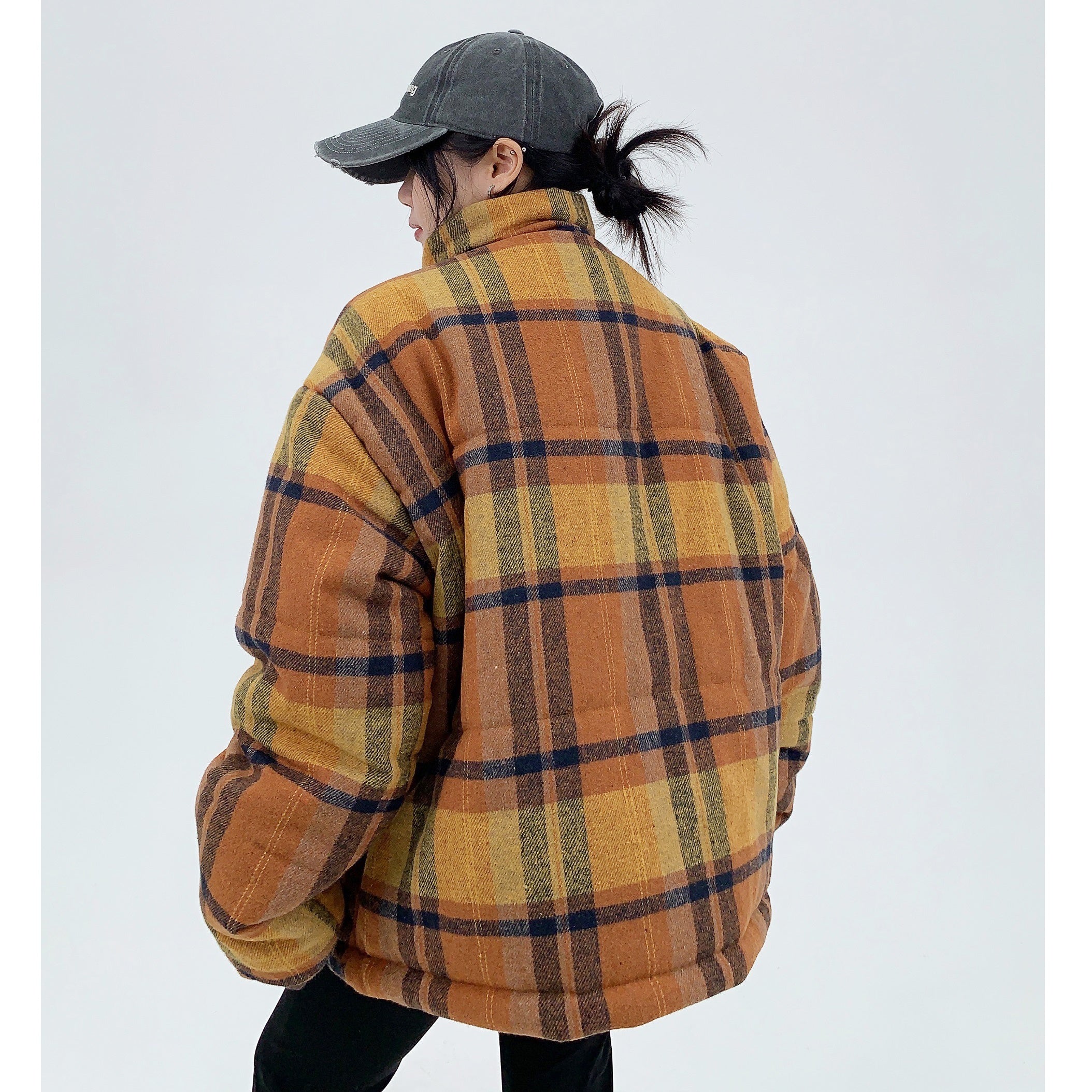 Retro Plaid Thickened Short Padded Jacket MW9691