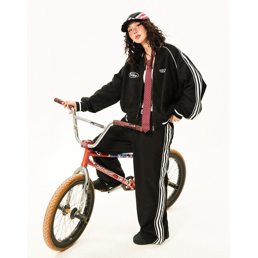 Track Jacket & Side Striped Loose Casual Pants MW9432