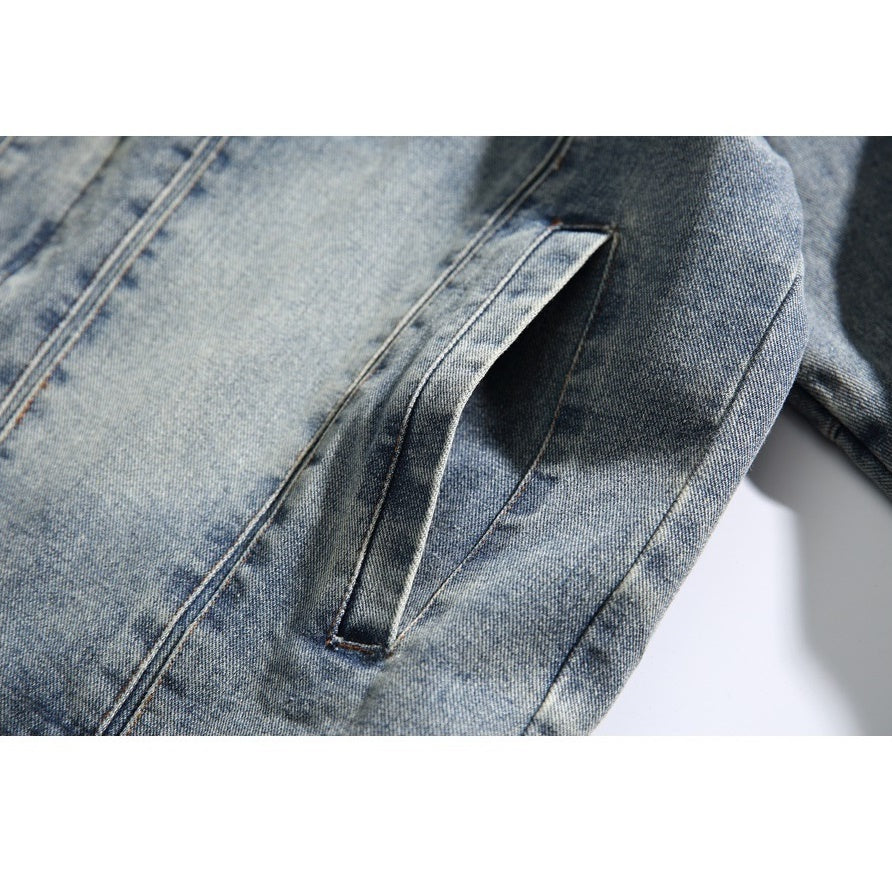 Vintage Washed Double-breasted Zip Denim Jacket MW9580