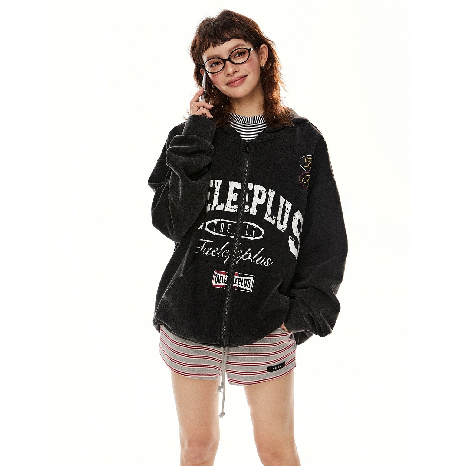 Monogram Print Sweat Hooded Jacket EZ232