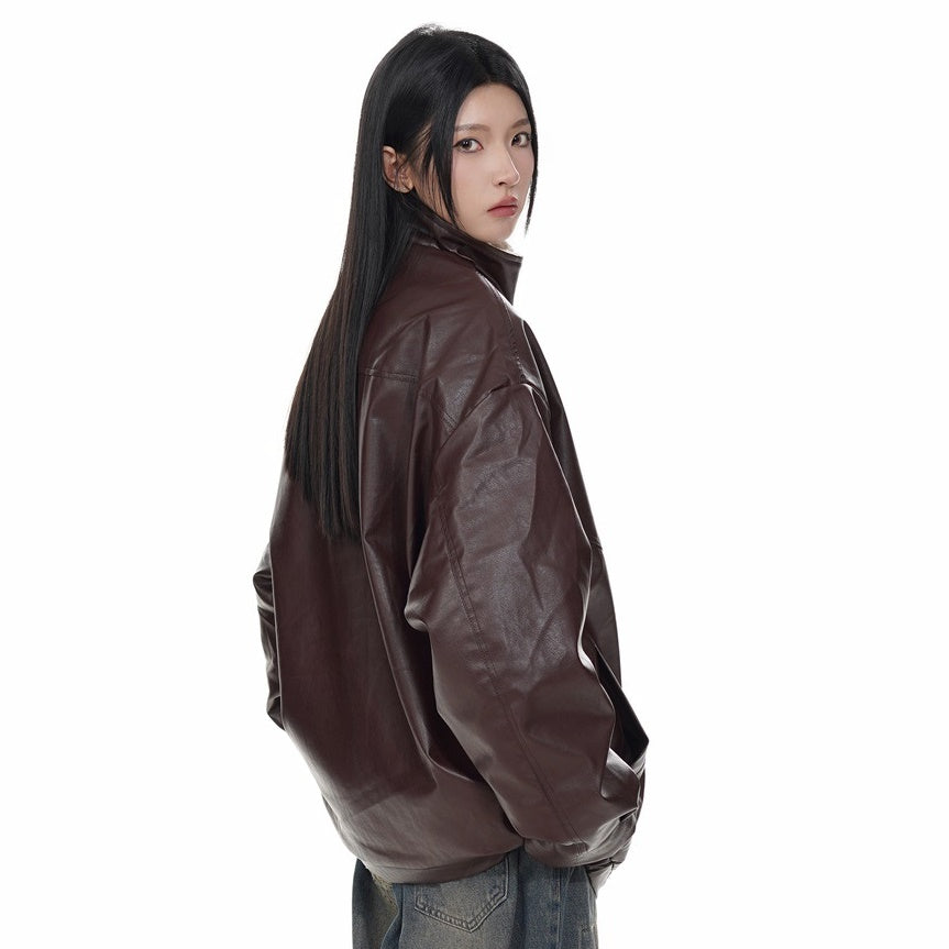 PU Leather Boa Liner Jacket MW9742