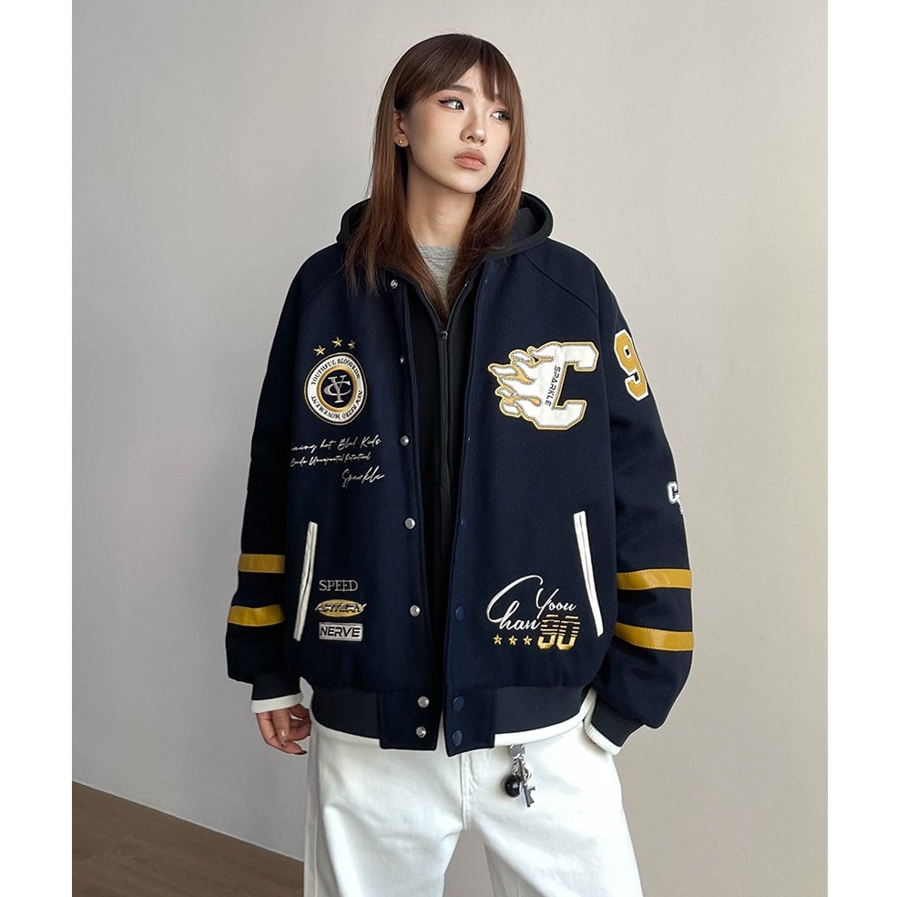 College Style Hooded Stadium Jacket MW9739