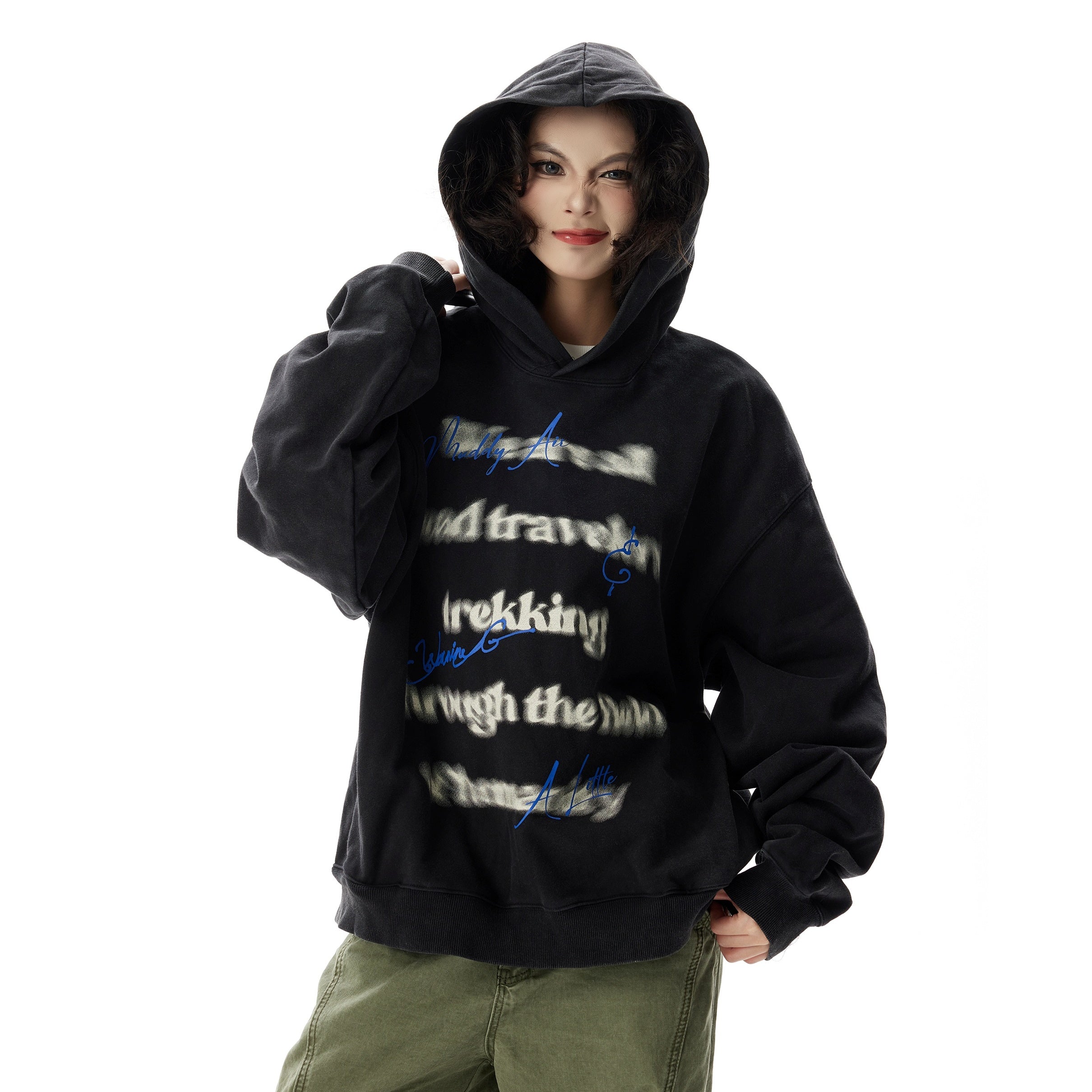 Blur Letter Print Hoodie HG7176