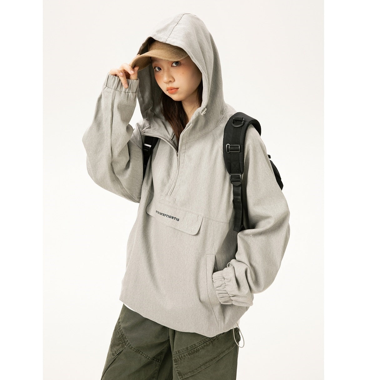 Half-Zip Casual Hooded Pullover Jacket MW9583