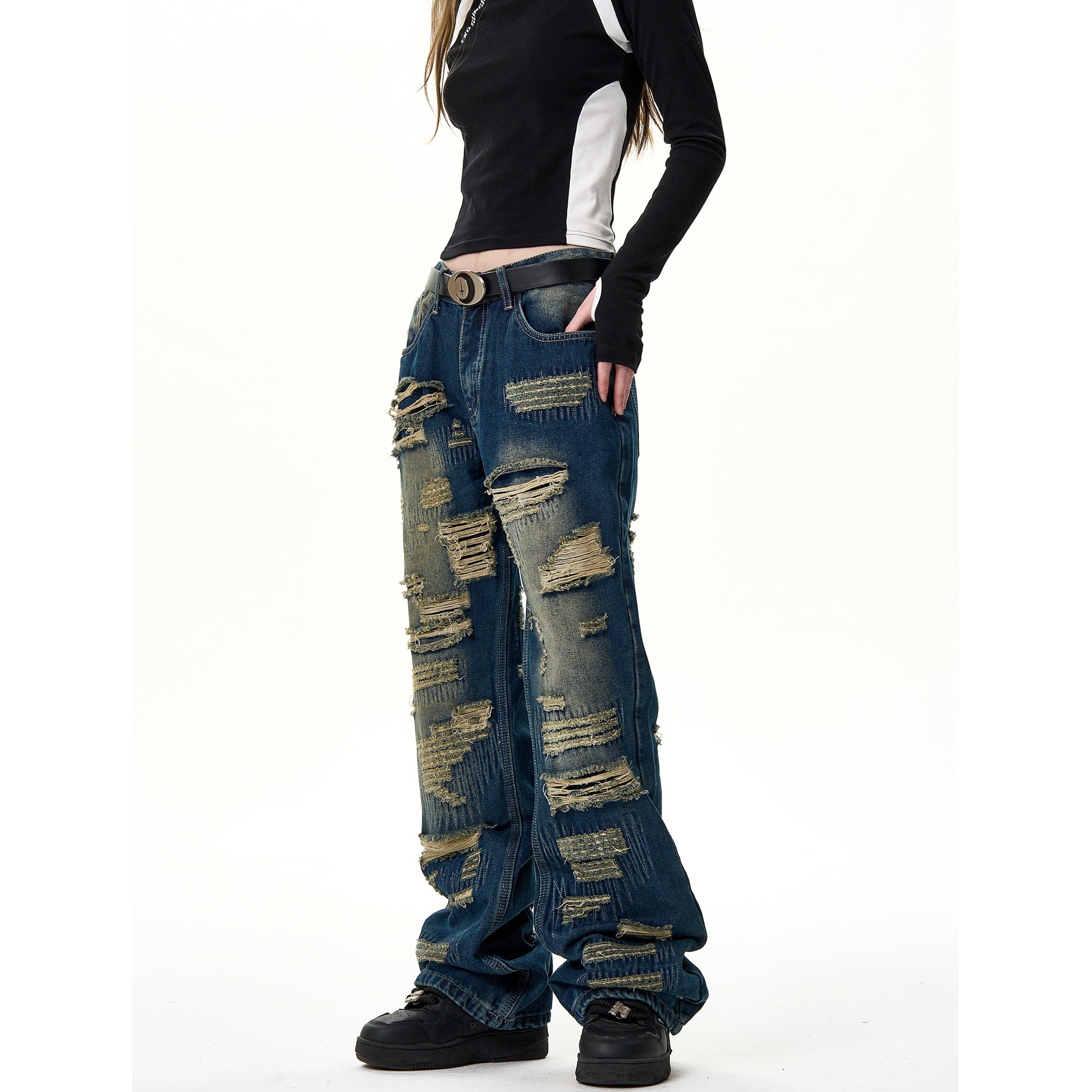 heavy ripped bootcut jeans HG7017