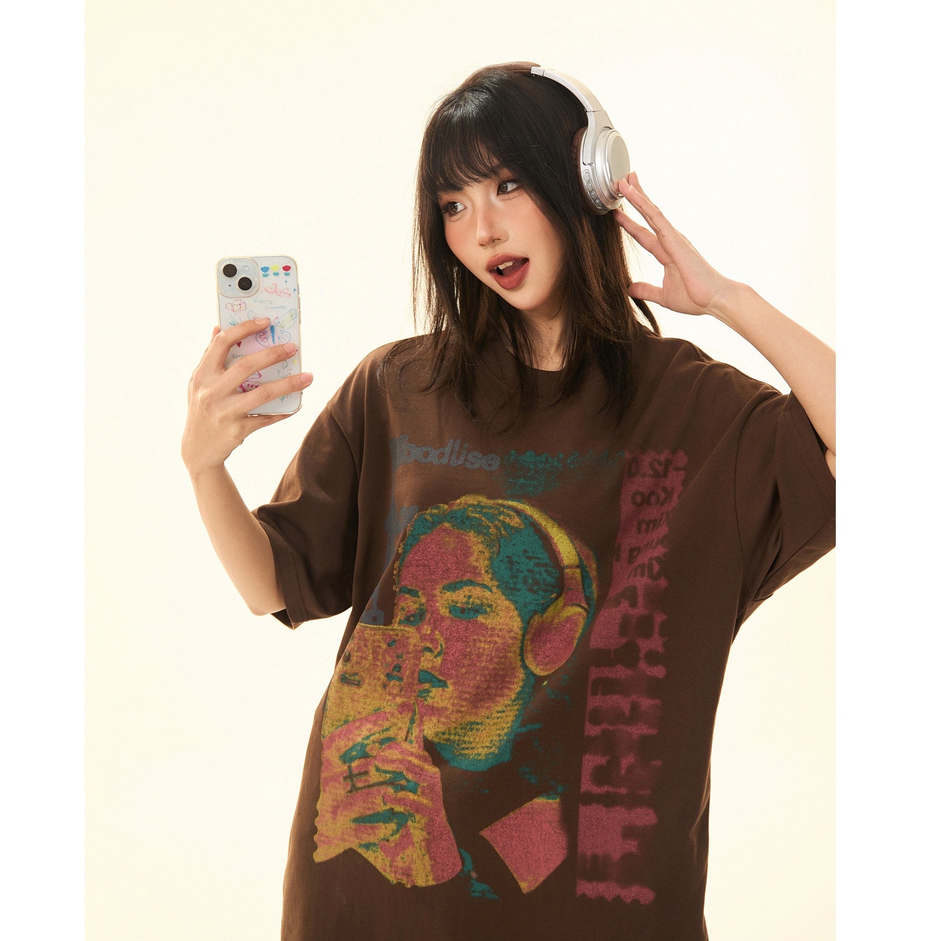 Vintage Character Print Loose T-Shirt MW9284