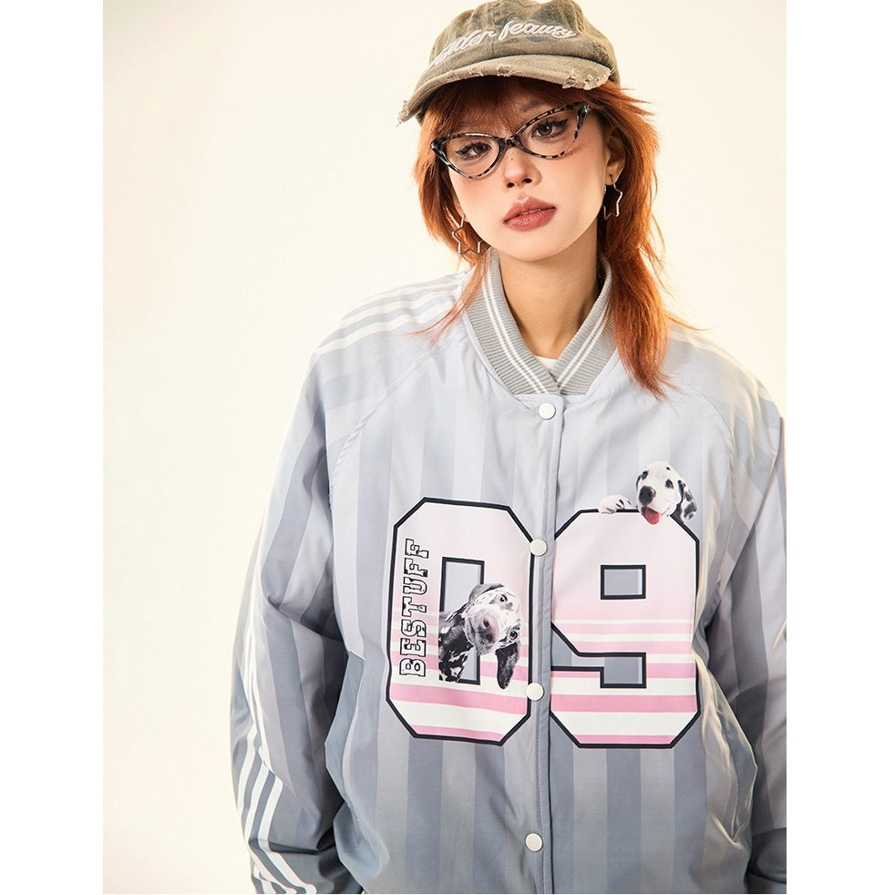 Gradation Stripe Quilting Baseball Jacket MW9534