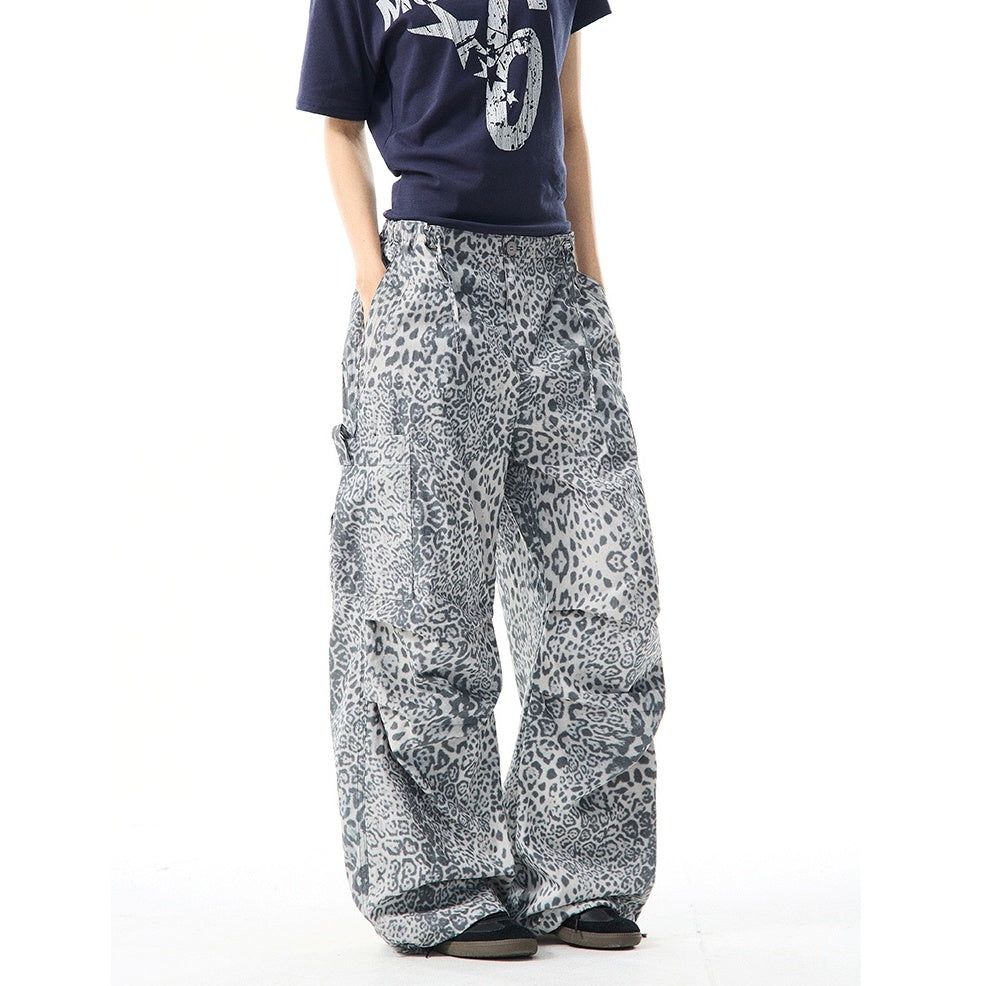 Leopard Print Parachute Cargo Pants MW9957