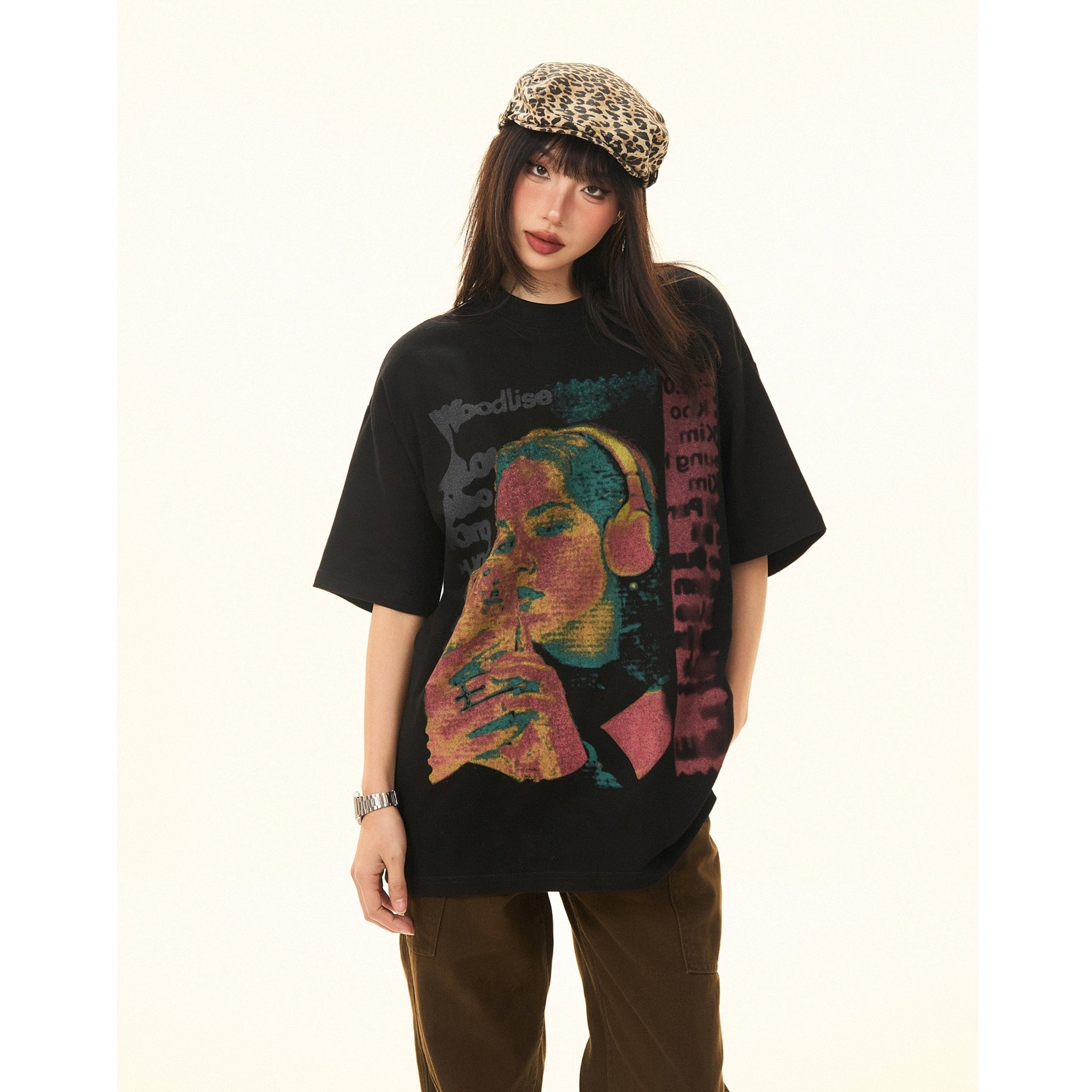 Vintage Character Print Loose T-Shirt MW9284