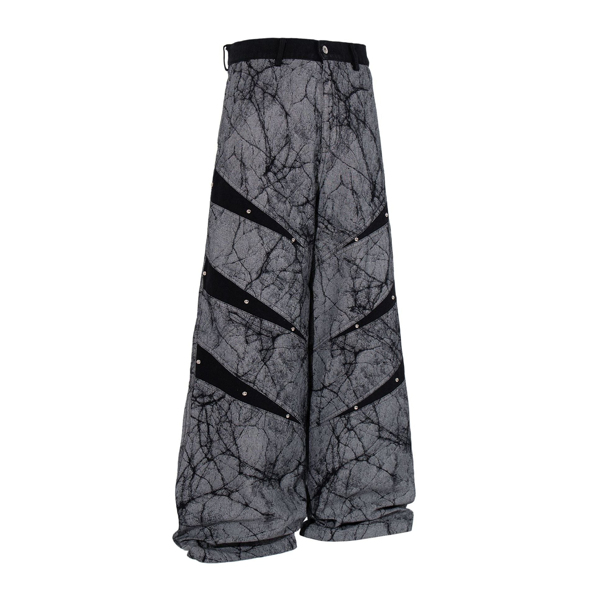 Crack Rivet Patchwork Wide-leg Jeans MW10348