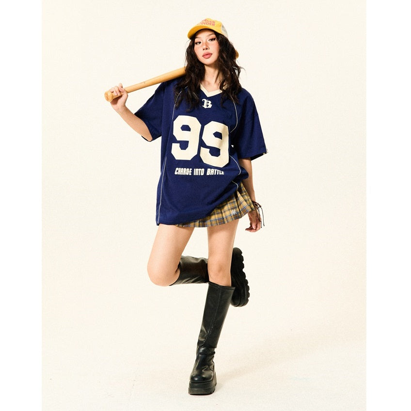 V-Neck Soccer Uniform Style Casual T-Shirt YS7002