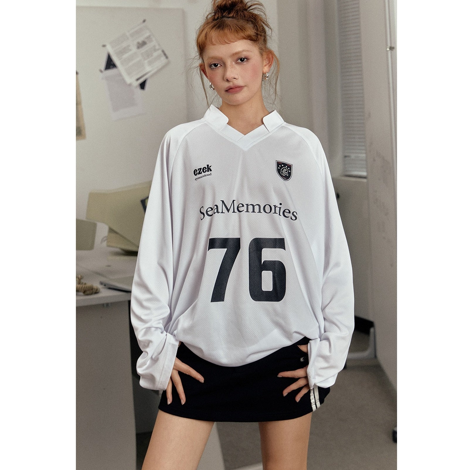 Mesh Sports Style Number Print Long Sleeve T-Shirt EZ114